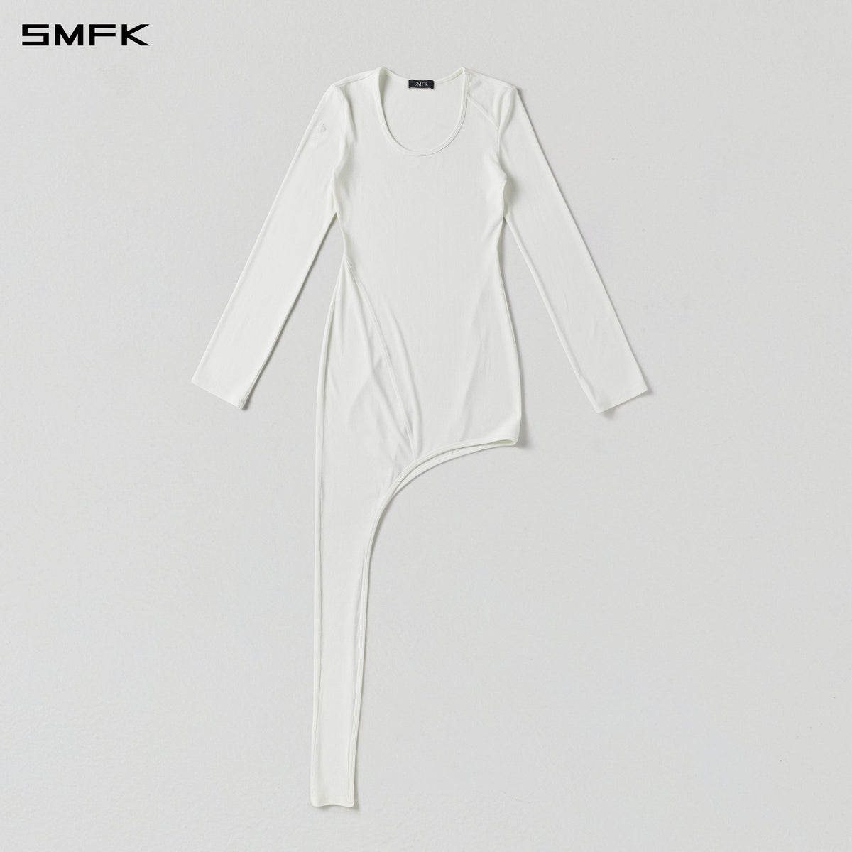 MYTH AEOLUS ASYMMETRY EVENING DRESS/ACETATE+VISCOSE+ACRYLIC+WOOL+SPANDEX CLOUD WHITE