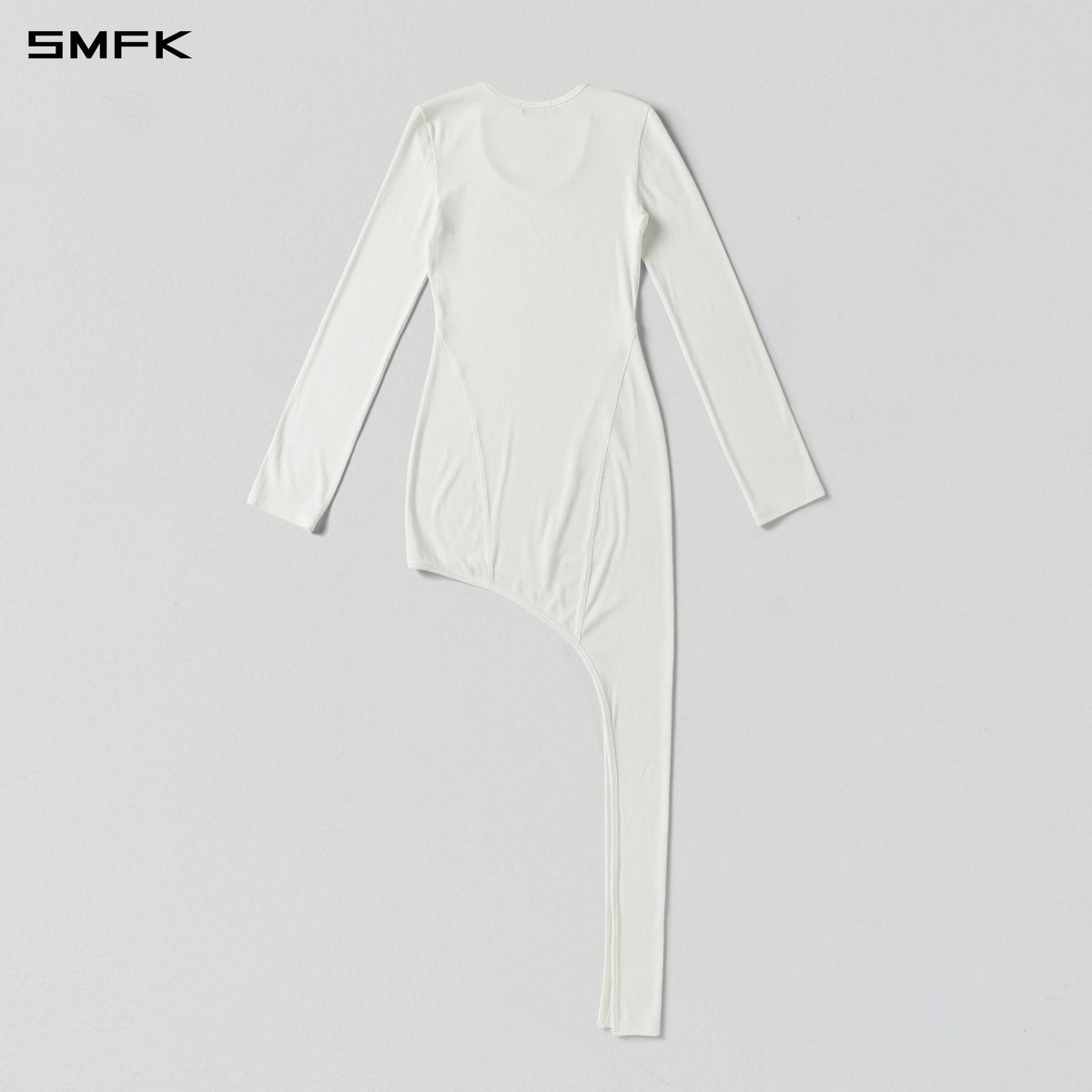 MYTH AEOLUS ASYMMETRY EVENING DRESS/ACETATE+VISCOSE+ACRYLIC+WOOL+SPANDEX CLOUD WHITE