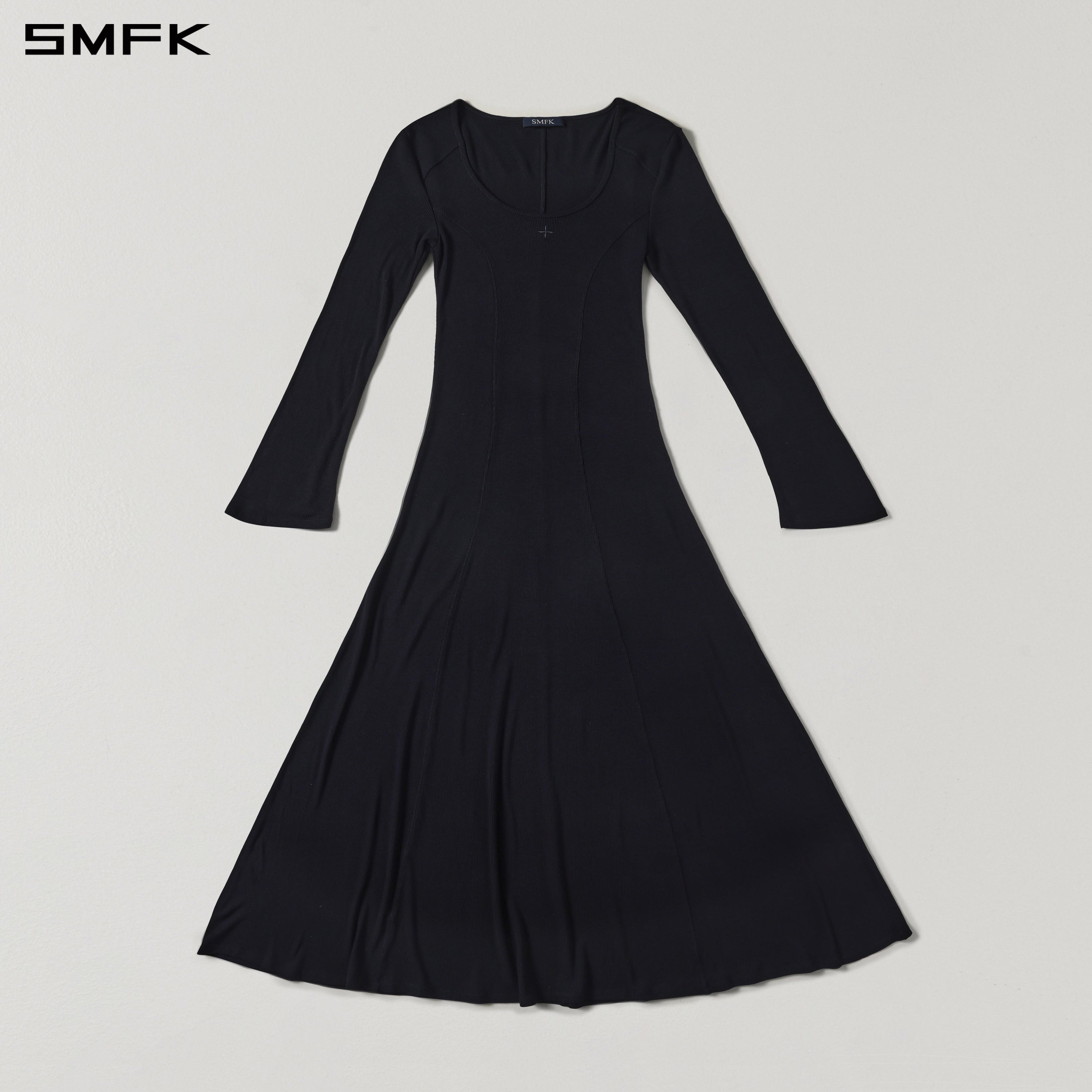 MYTH ORIGIN LONG DRESS/ACETATE+VISCOSE+ACRYLIC+SPANDEX+WOOL WILD BLACK