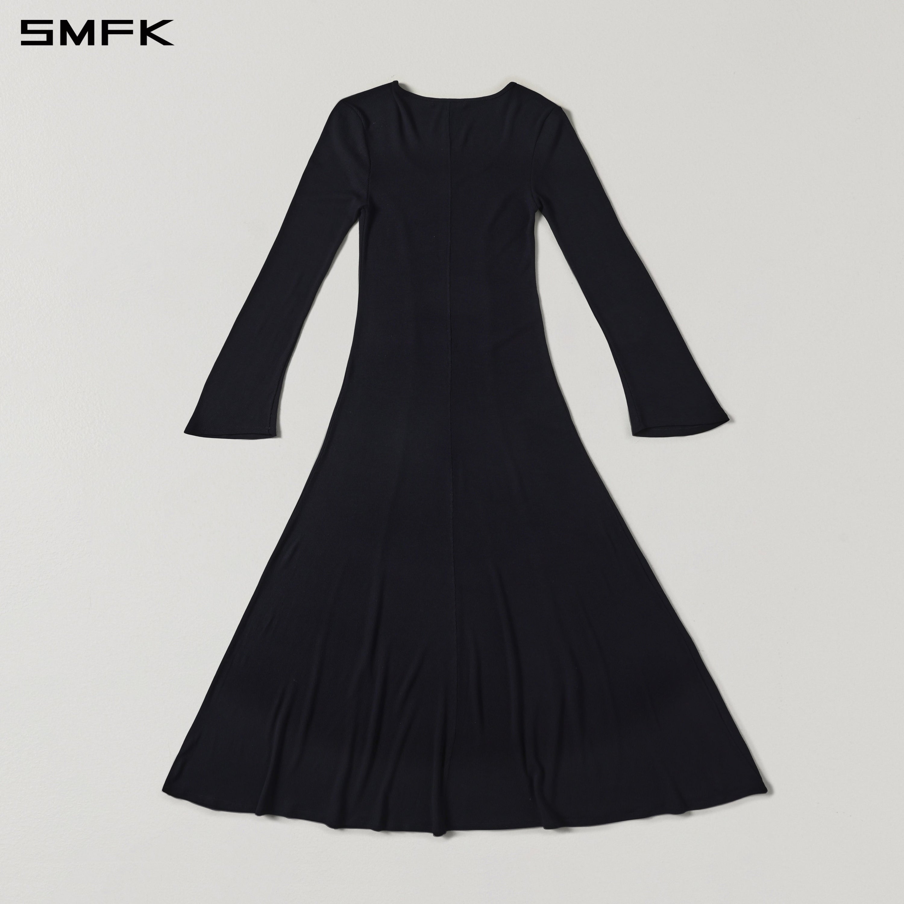 MYTH ORIGIN LONG DRESS/ACETATE+VISCOSE+ACRYLIC+SPANDEX+WOOL WILD BLACK