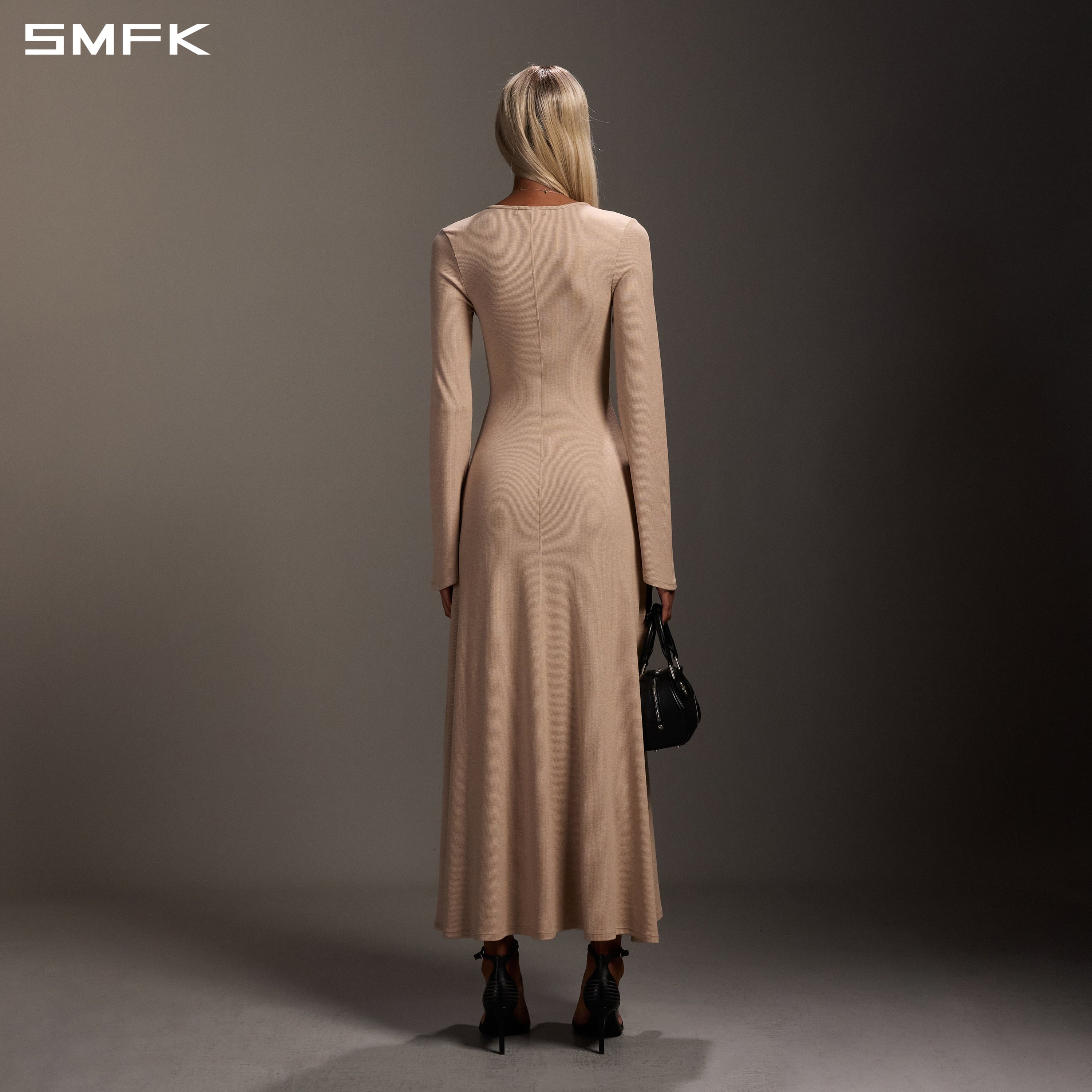 MYTH ORIGIN LONG DRESS/ACETATE+VISCOSE+ACRYLIC+SPANDEX+WOOL FRESH SKIN