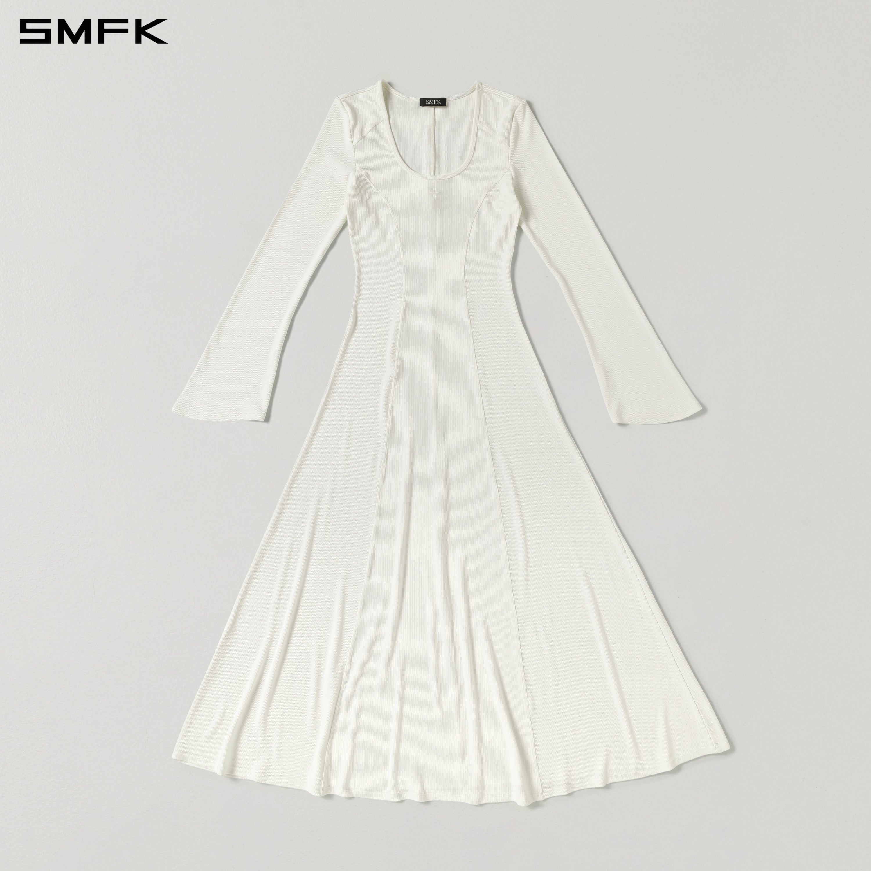 MYTH ORIGIN LONG DRESS/ACETATE+VISCOSE+ACRYLIC+SPANDEX+WOOL CLOUD WHITE