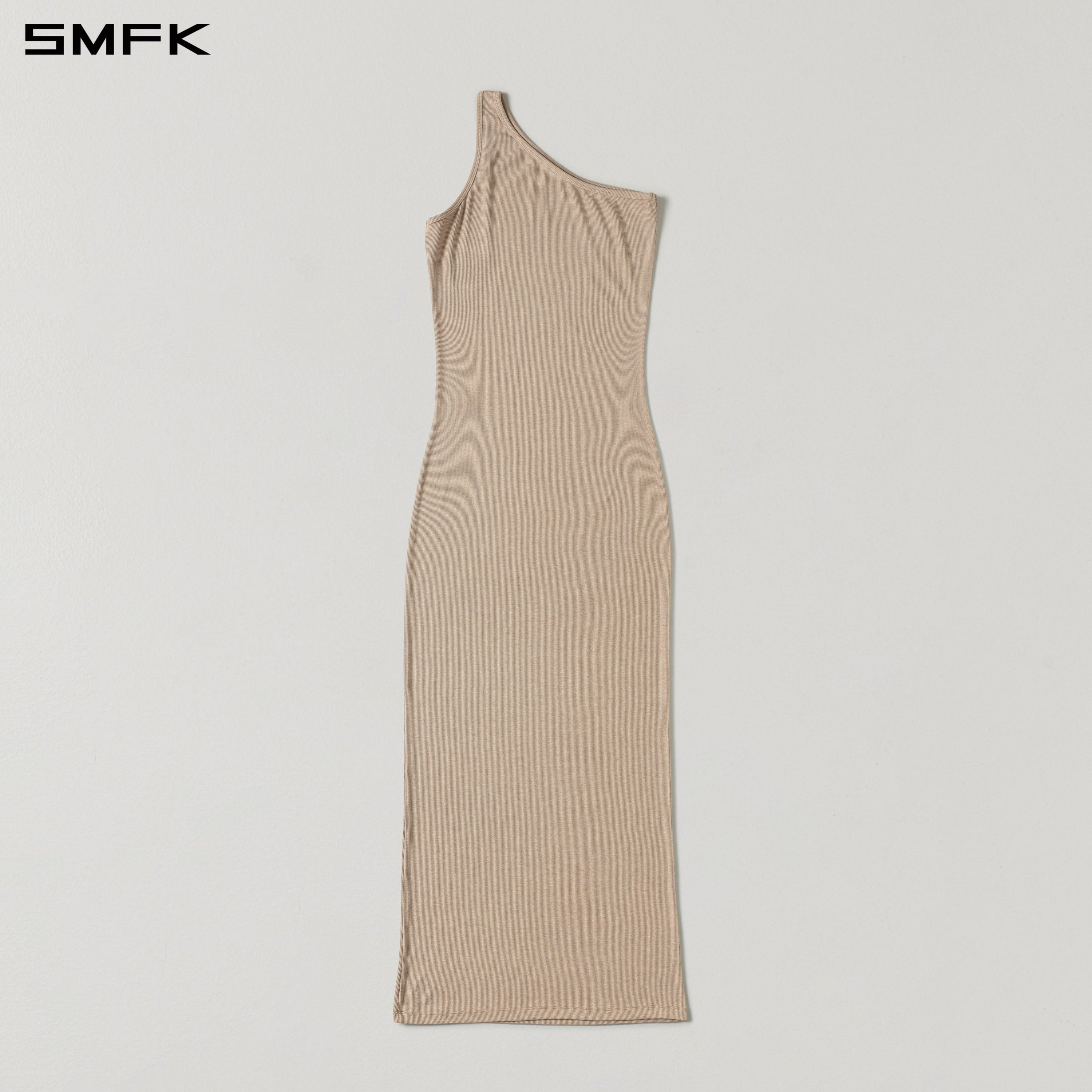 MYTH ORIGIN ONE-SIDE LONG DRESS/ACETATE+VISCOSE+ACRYLIC+SPANDEX+WOOL FRESH SKIN