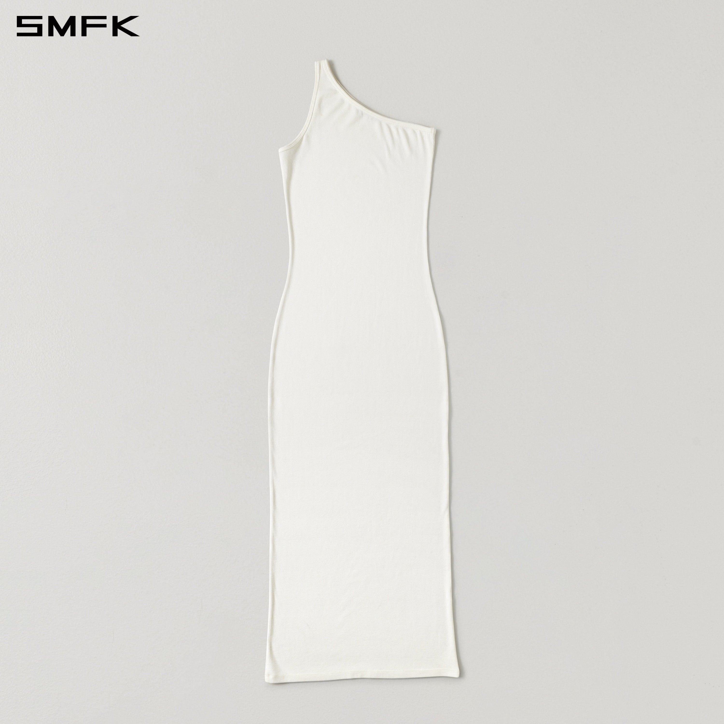 MYTH ORIGIN ONE-SIDE LONG DRESS/ACETATE+VISCOSE+ACRYLIC+SPANDEX+WOOL CLOUD WHITE