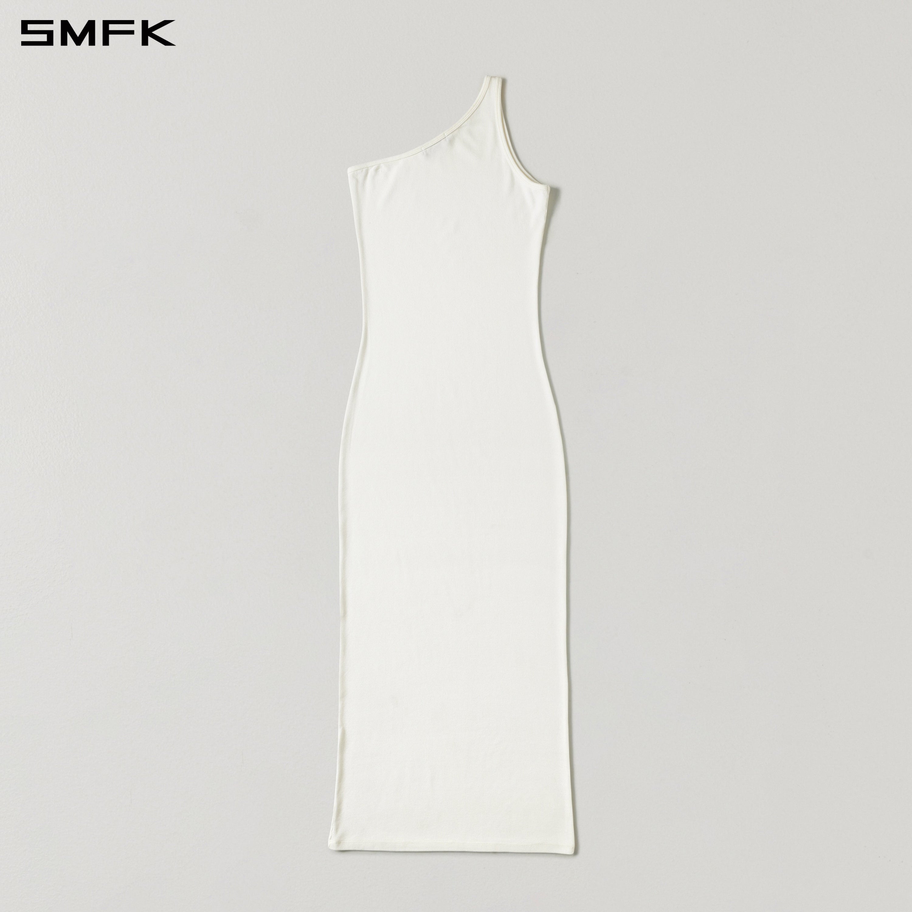 MYTH ORIGIN ONE-SIDE LONG DRESS/ACETATE+VISCOSE+ACRYLIC+SPANDEX+WOOL CLOUD WHITE