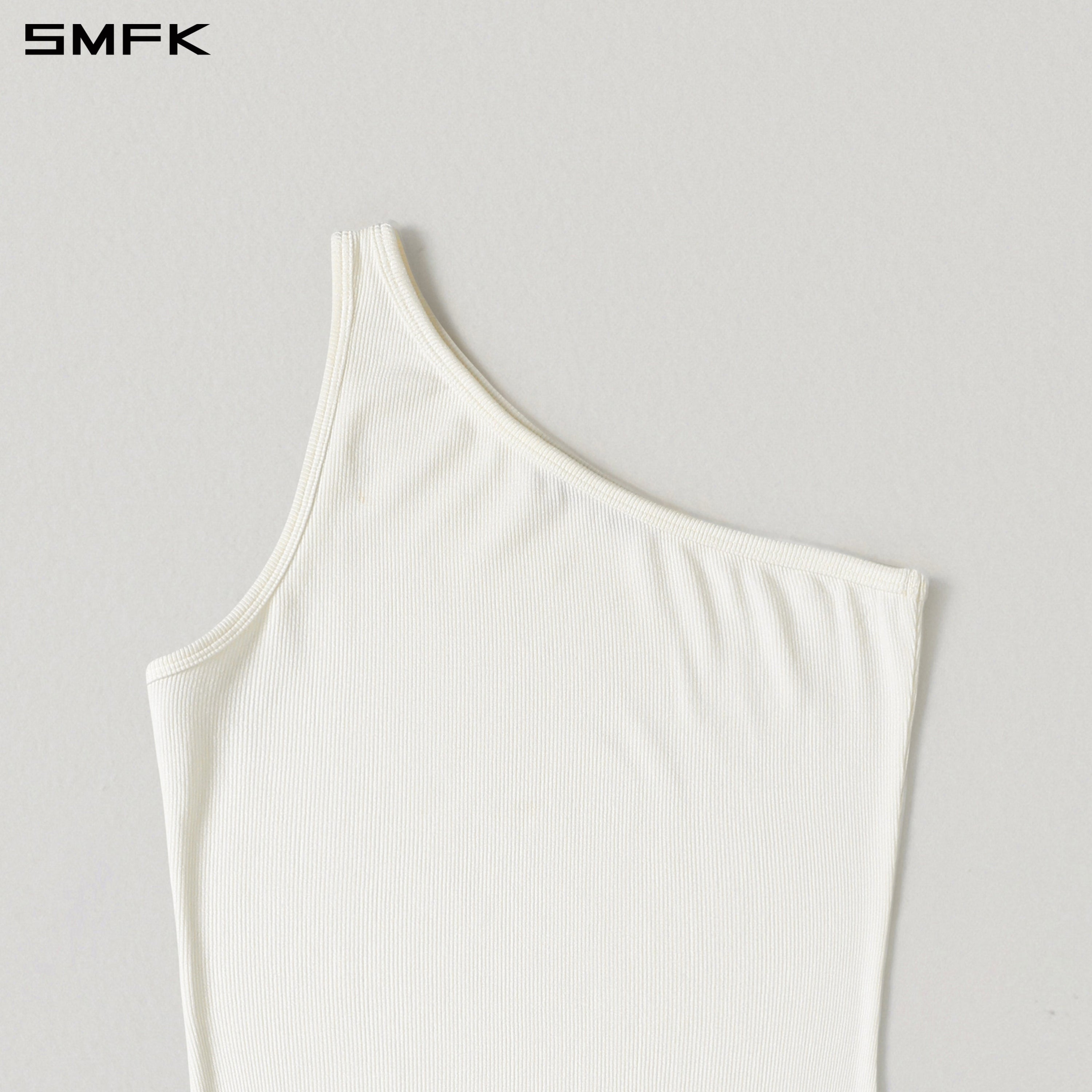 MYTH ORIGIN ONE-SIDE LONG DRESS/ACETATE+VISCOSE+ACRYLIC+SPANDEX+WOOL CLOUD WHITE