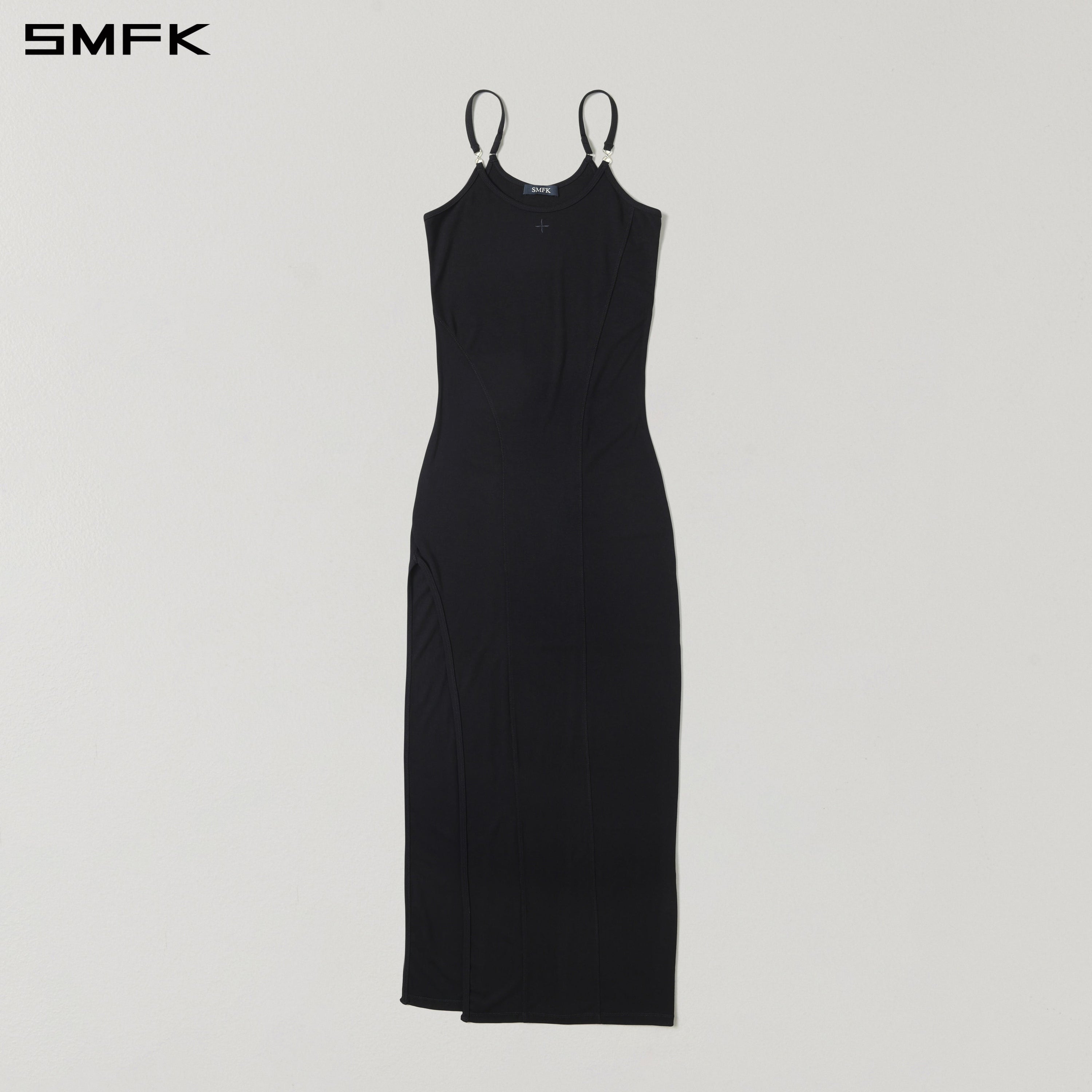 MYTH AEOLUS SLIT DRESS/REGENERATED CELLULOSE FIBER+ACETATE+SPANDEX WILD BLACK
