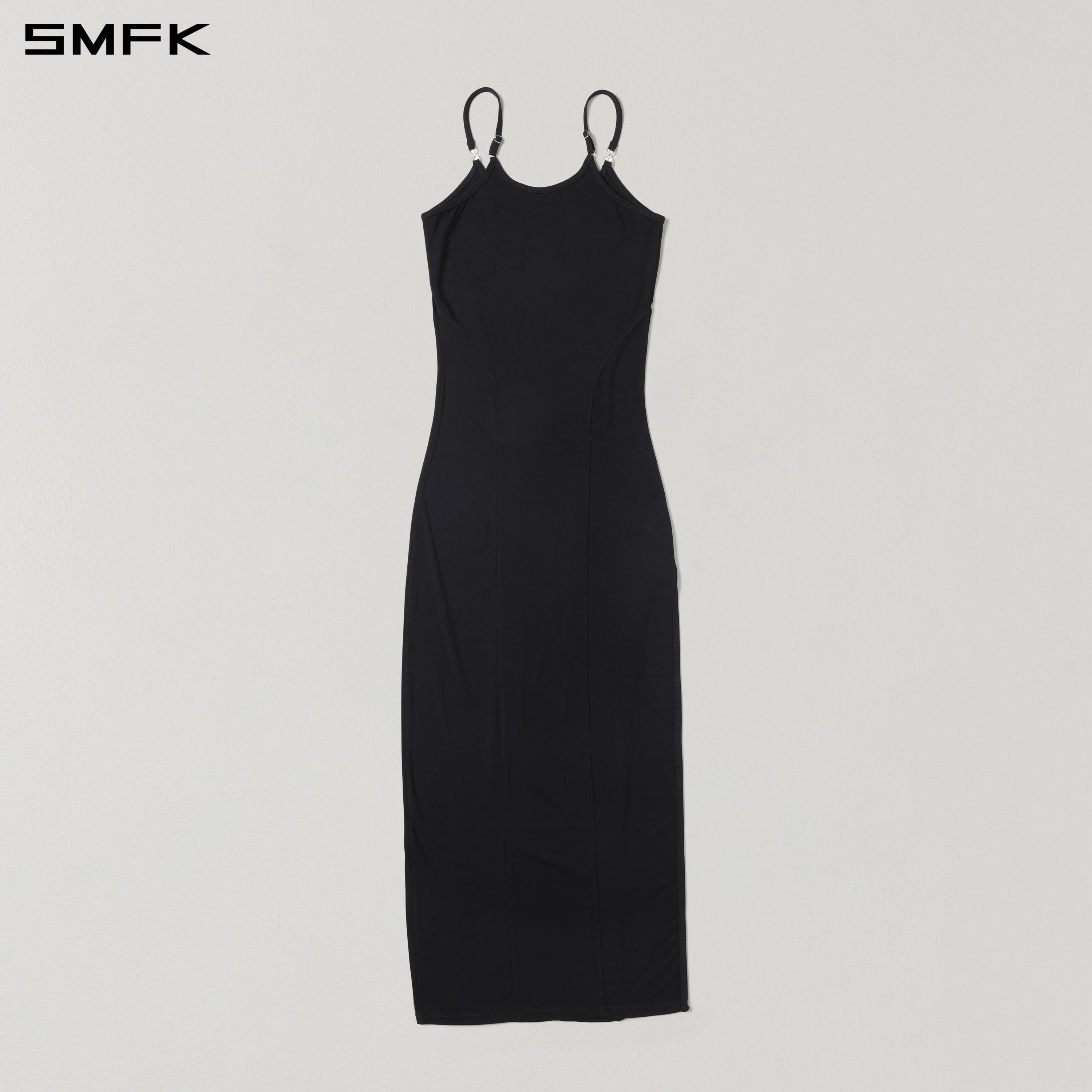 MYTH AEOLUS SLIT DRESS/REGENERATED CELLULOSE FIBER+ACETATE+SPANDEX WILD BLACK