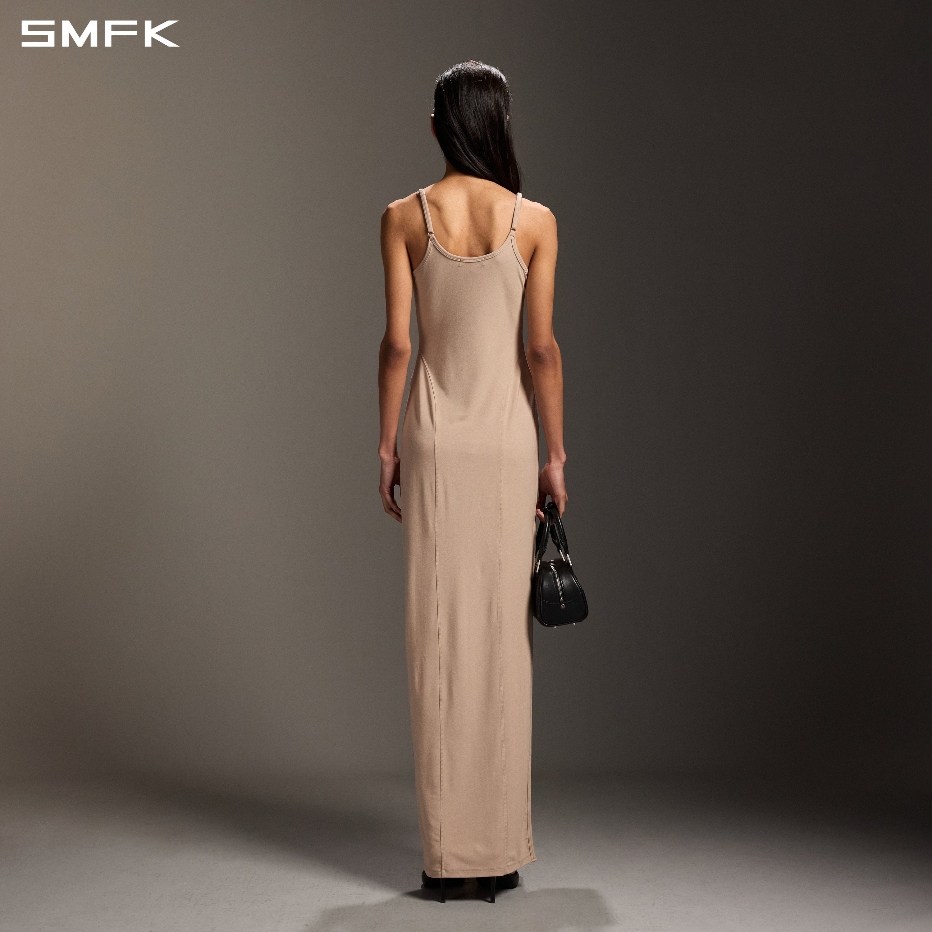 MYTH AEOLUS SLIT DRESS/REGENERATED CELLULOSE FIBER+ACETATE+SPANDEX FRESH SKIN