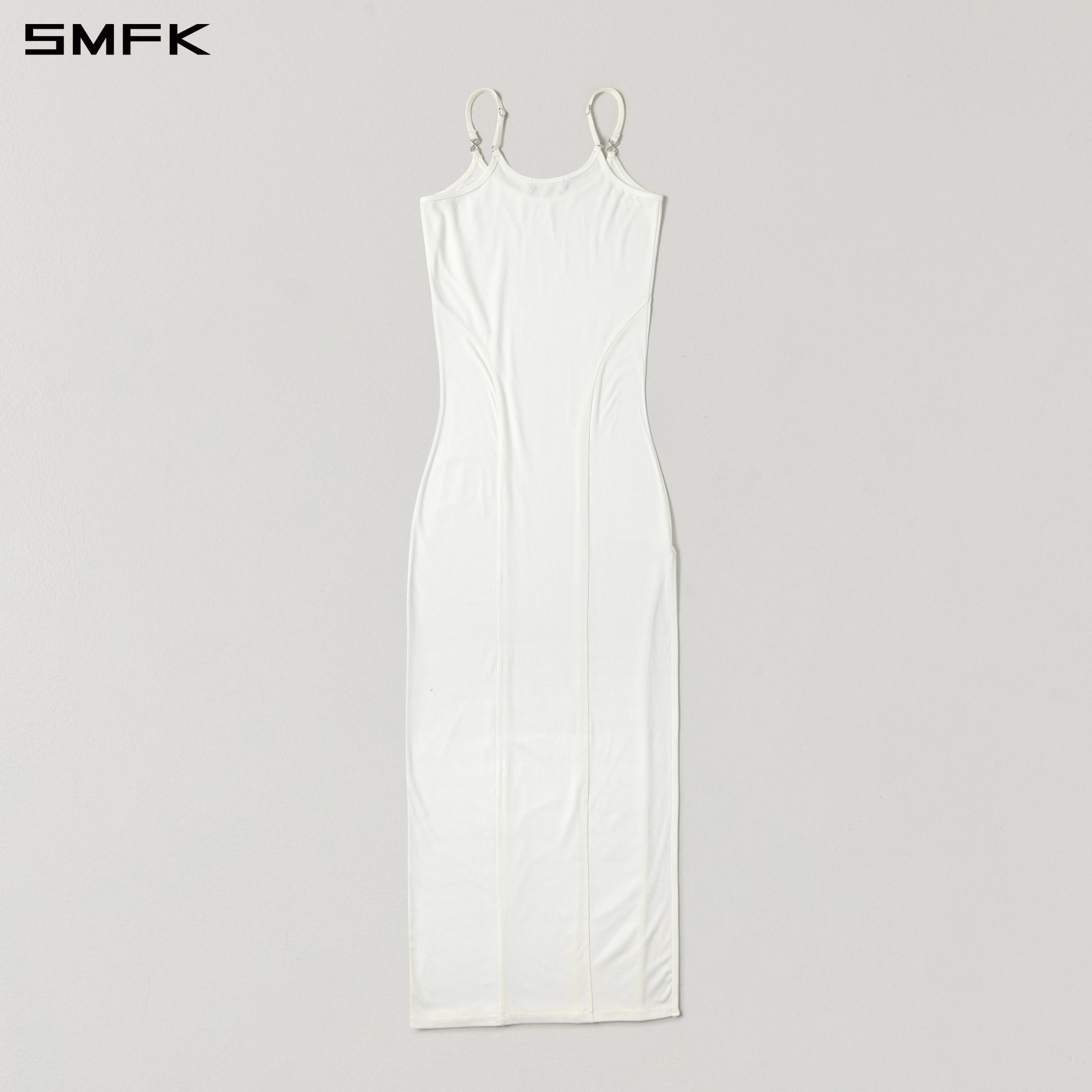 MYTH AEOLUS SLIT DRESS/REGENERATED CELLULOSE FIBER+ACETATE+SPANDEX CLOUD WHITE