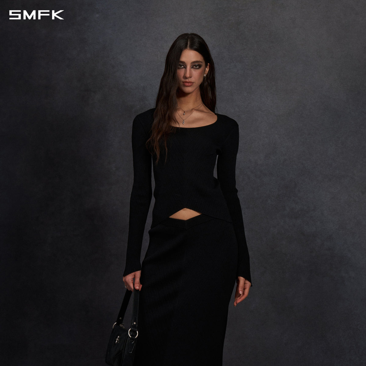 MYTH SEER KNIT PULLOVER/SILK+LENZING TENCEL+COTTON WILD BLACK