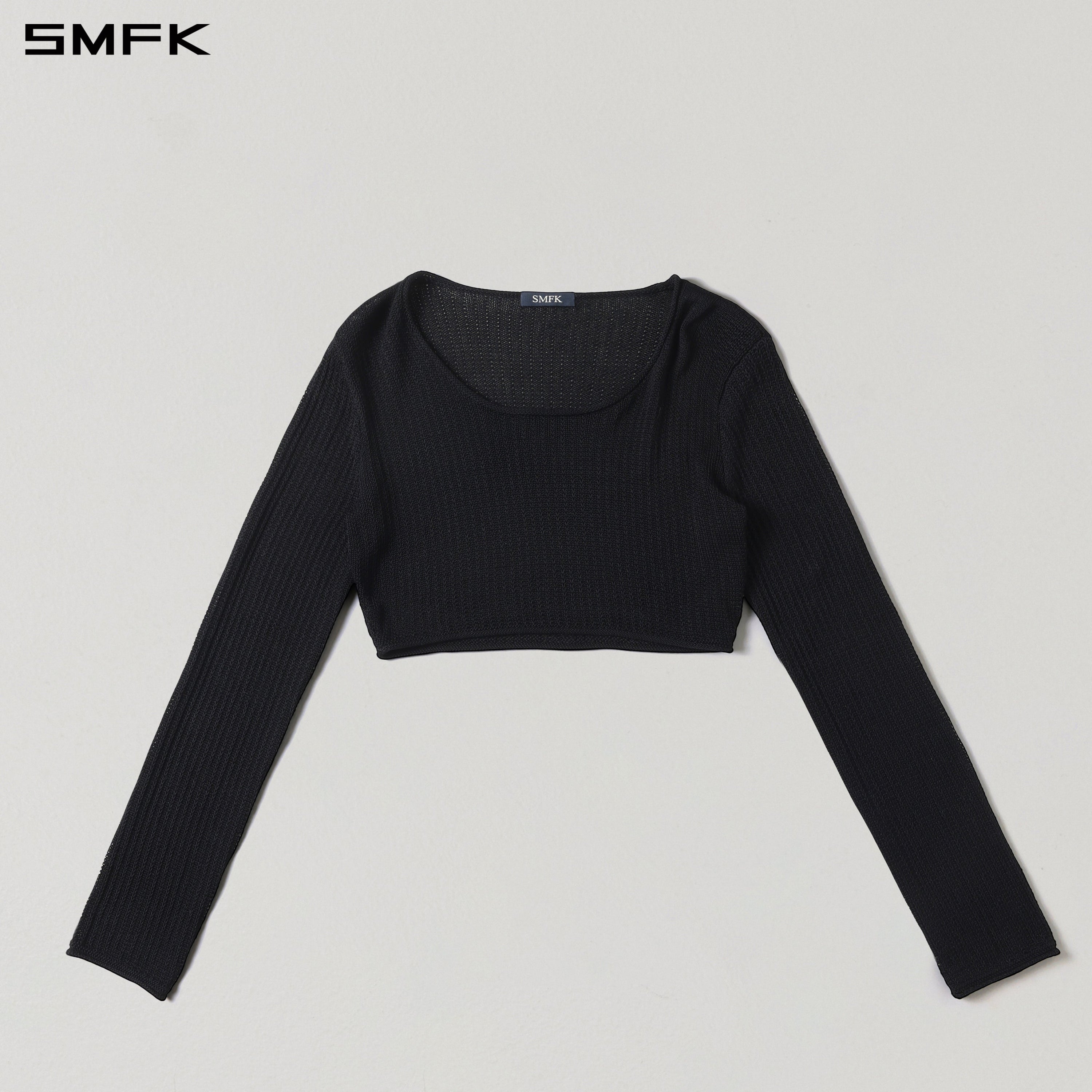 MYTH SEER CHAIN SHORT KNIT PULLOVER/TENCEL+SILK WILD BLACK