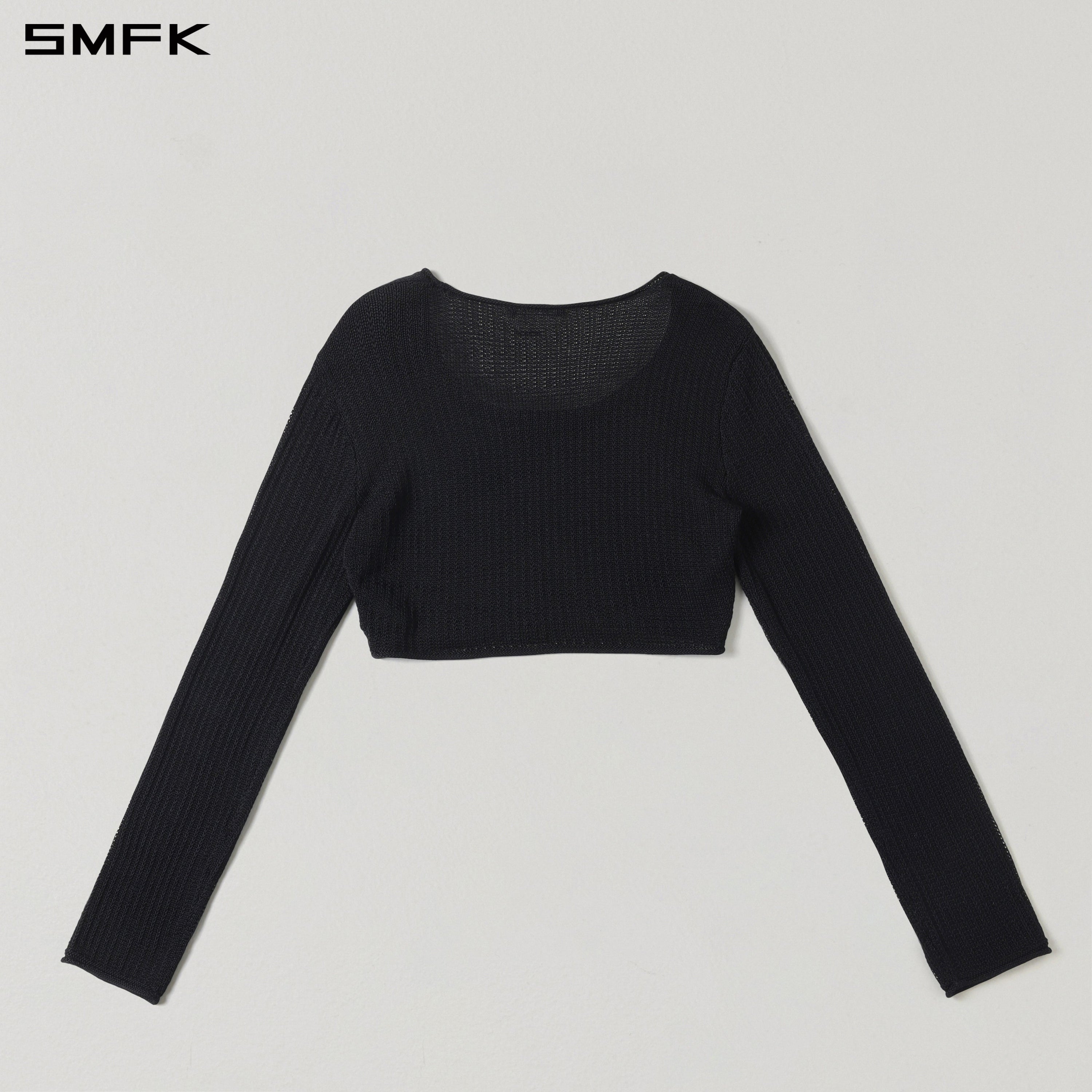MYTH SEER CHAIN SHORT KNIT PULLOVER/TENCEL+SILK WILD BLACK