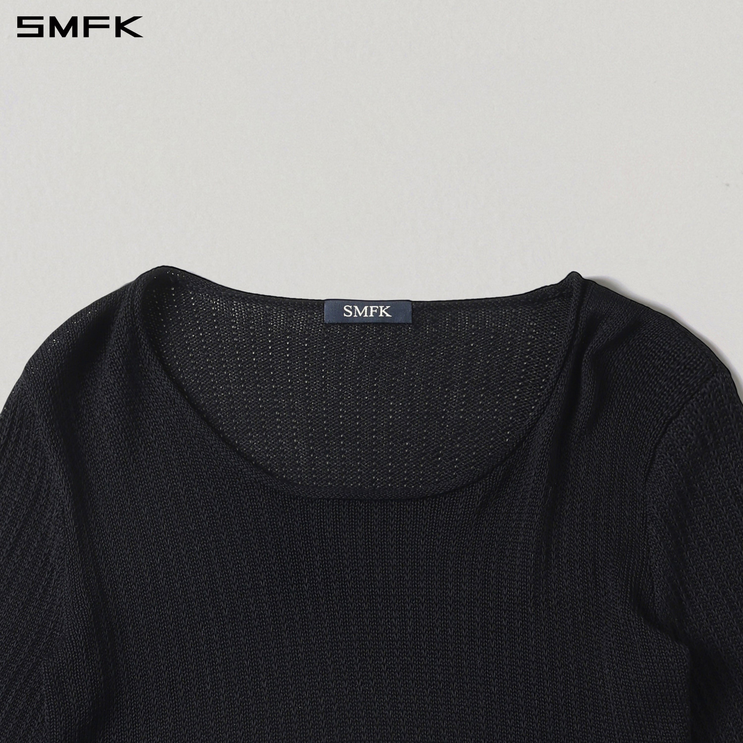 MYTH SEER CHAIN SHORT KNIT PULLOVER/TENCEL+SILK WILD BLACK