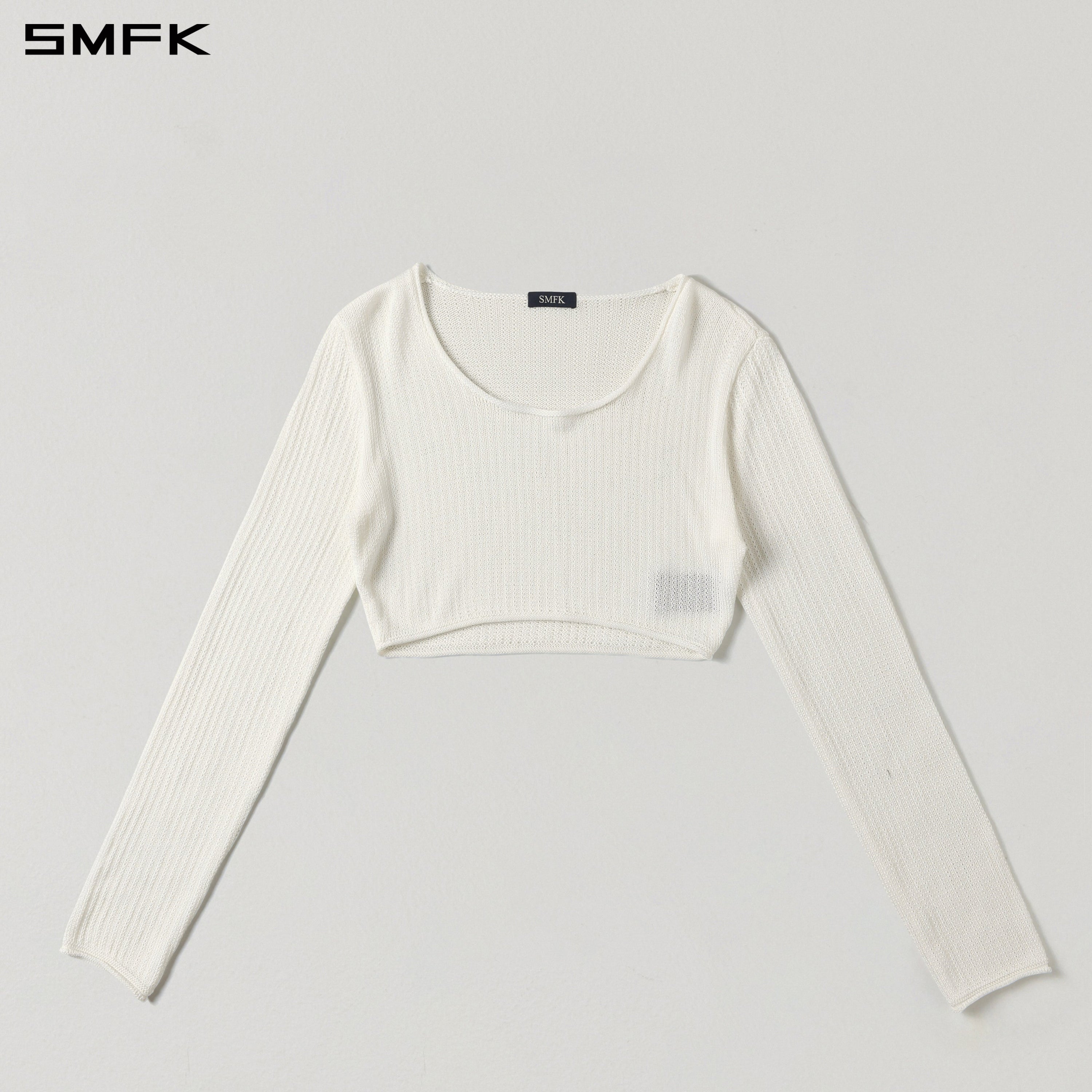 MYTH SEER CHAIN SHORT KNIT PULLOVER/TENCEL+SILK CLOUD WHITE