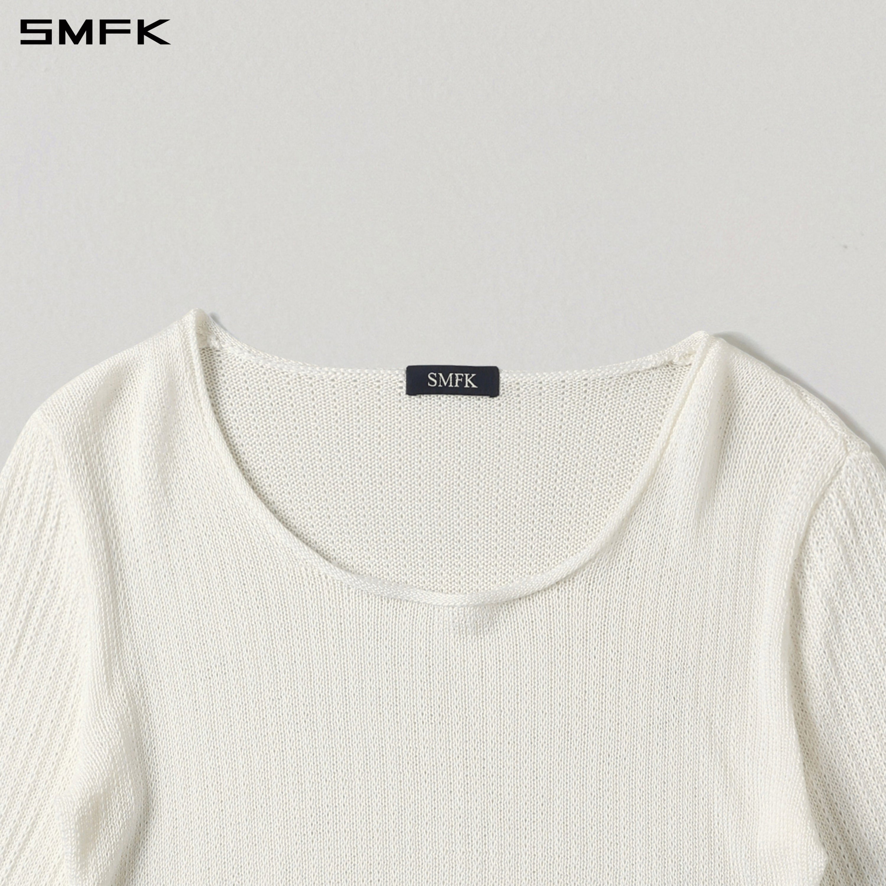 MYTH SEER CHAIN SHORT KNIT PULLOVER/TENCEL+SILK CLOUD WHITE