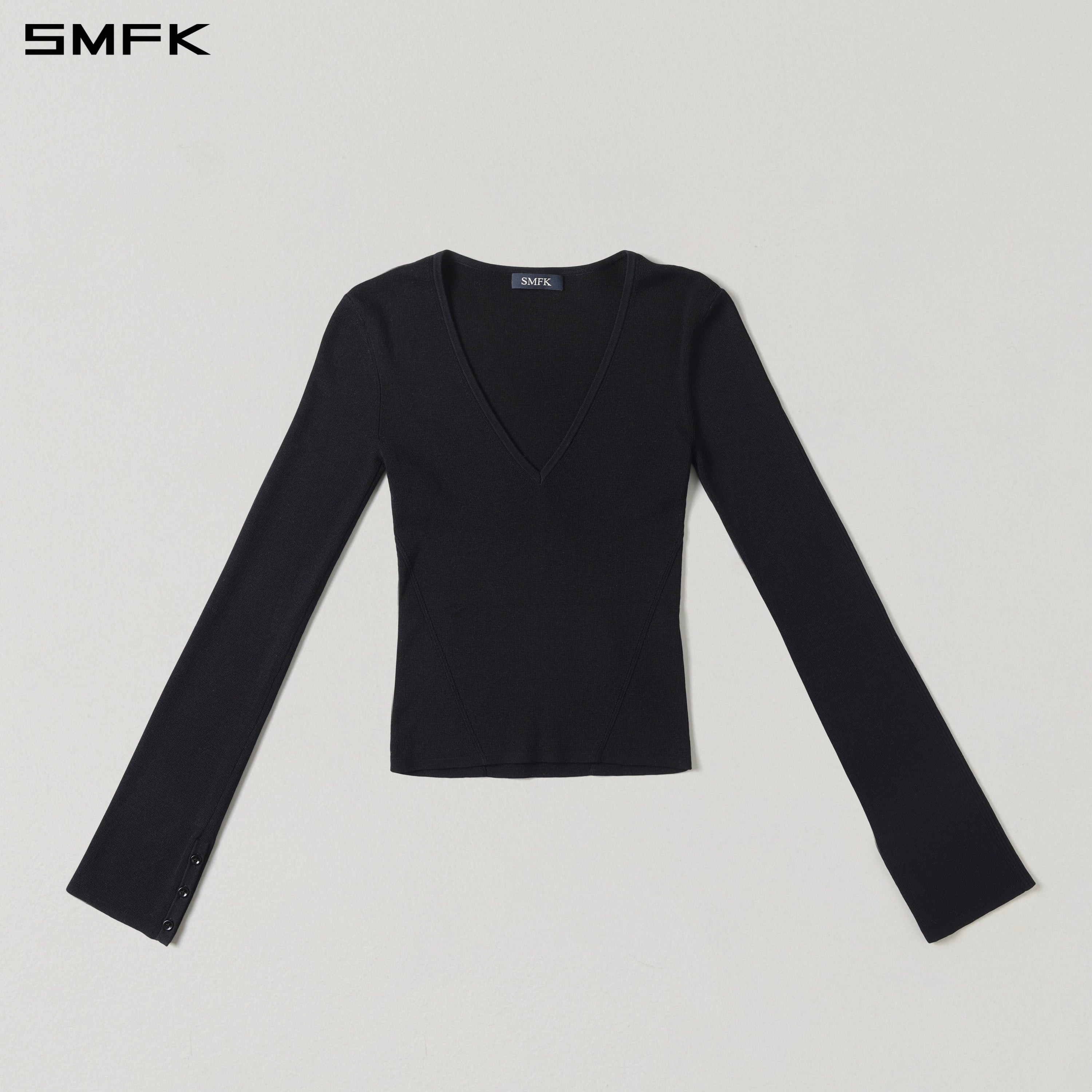 MYTH SIREN EVENING SLIM KNIT PULLOVER/TENCEL+SILK WILD BLACK