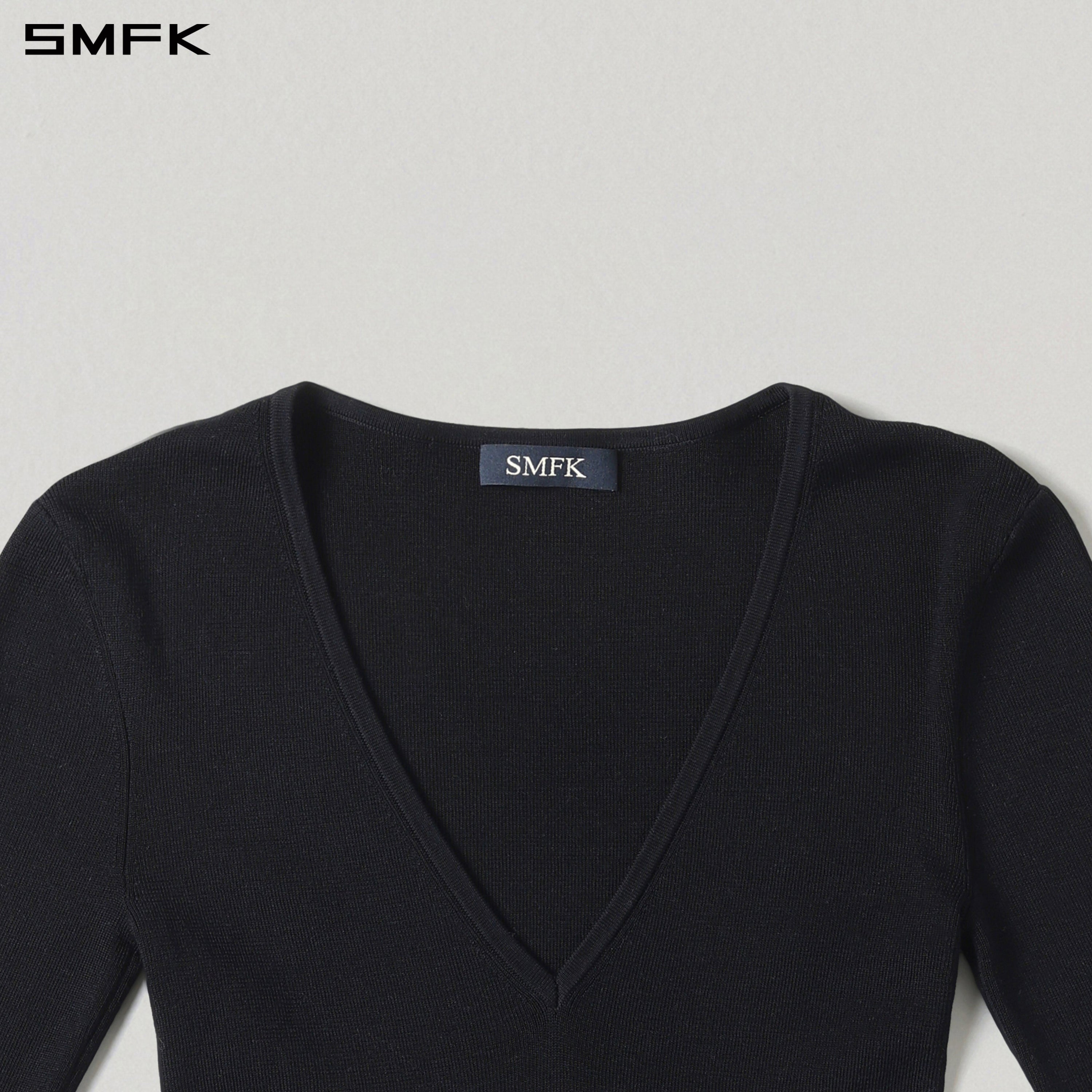 MYTH SIREN EVENING SLIM KNIT PULLOVER/TENCEL+SILK WILD BLACK