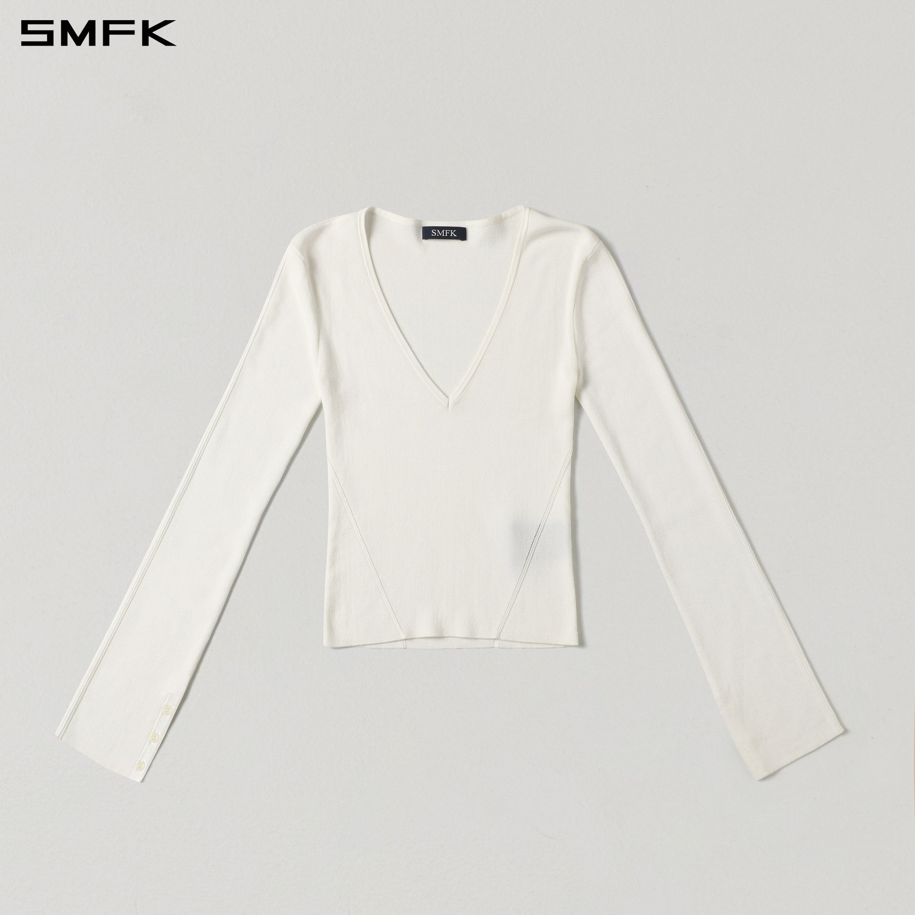 MYTH SIREN EVENING SLIM KNIT PULLOVER/TENCEL+SILK CLOUD WHITE