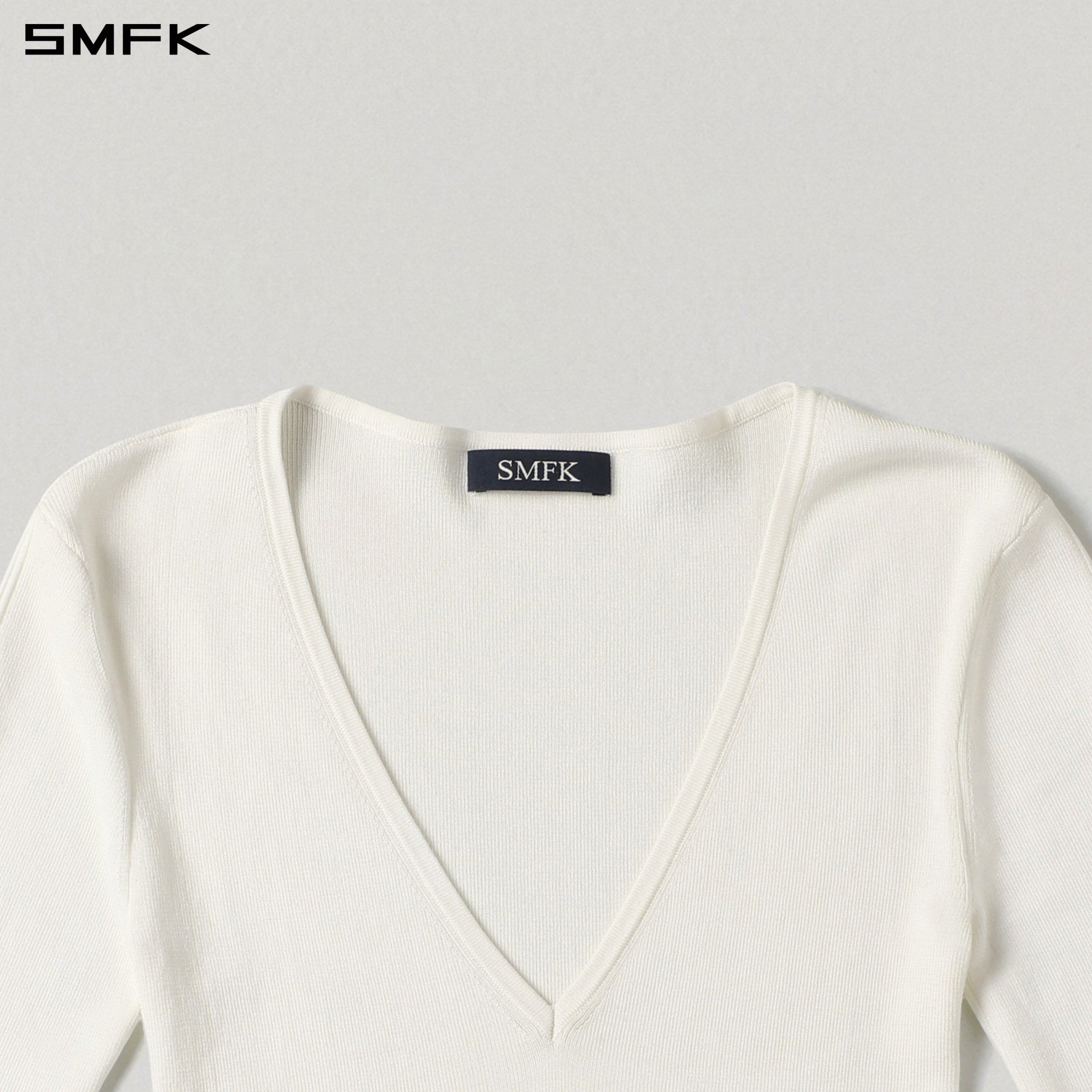 MYTH SIREN EVENING SLIM KNIT PULLOVER/TENCEL+SILK CLOUD WHITE