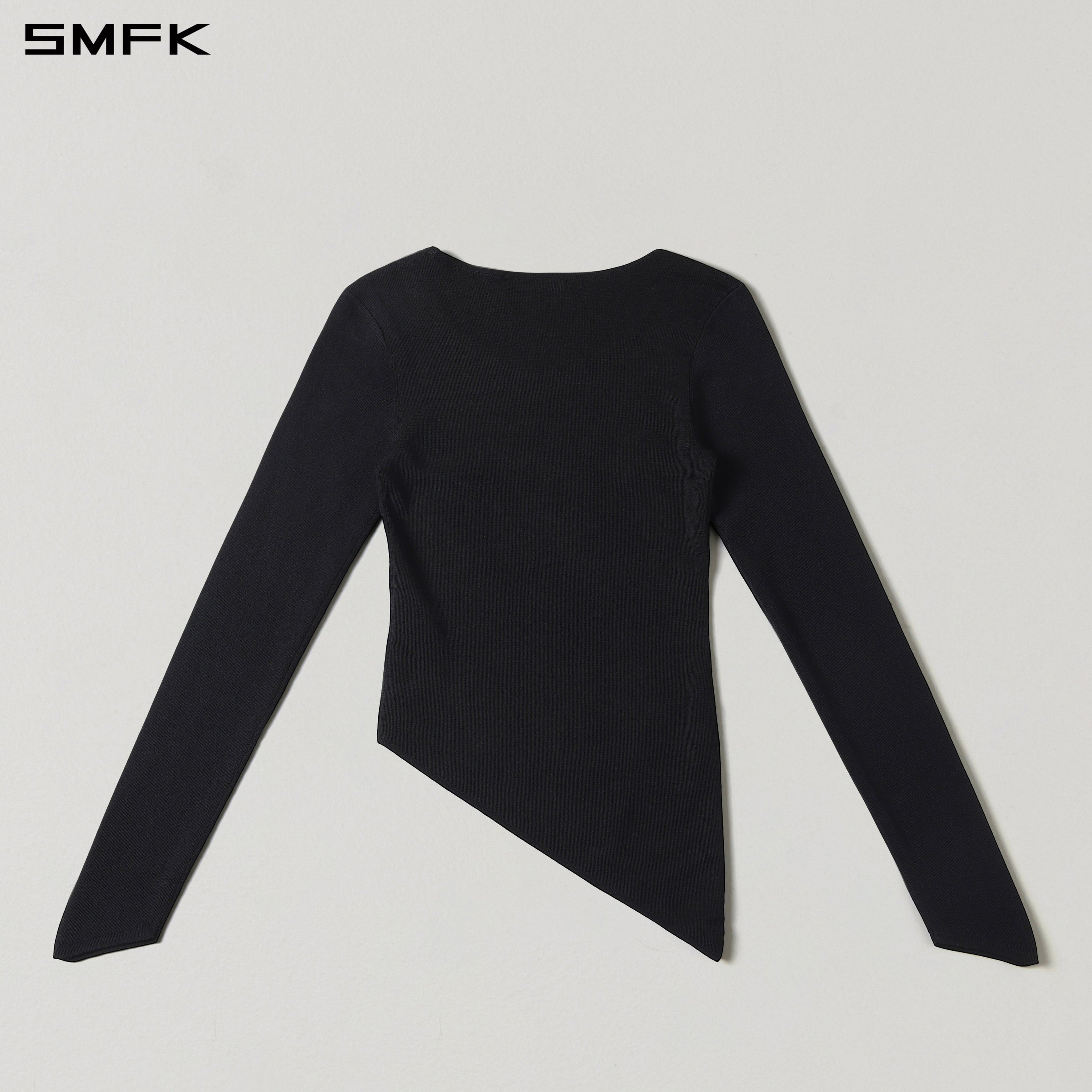 MYTH AEOLUS ASYMMETRY SLIM KNIT PULLOVER/TENCEL+SILK WILD BLACK