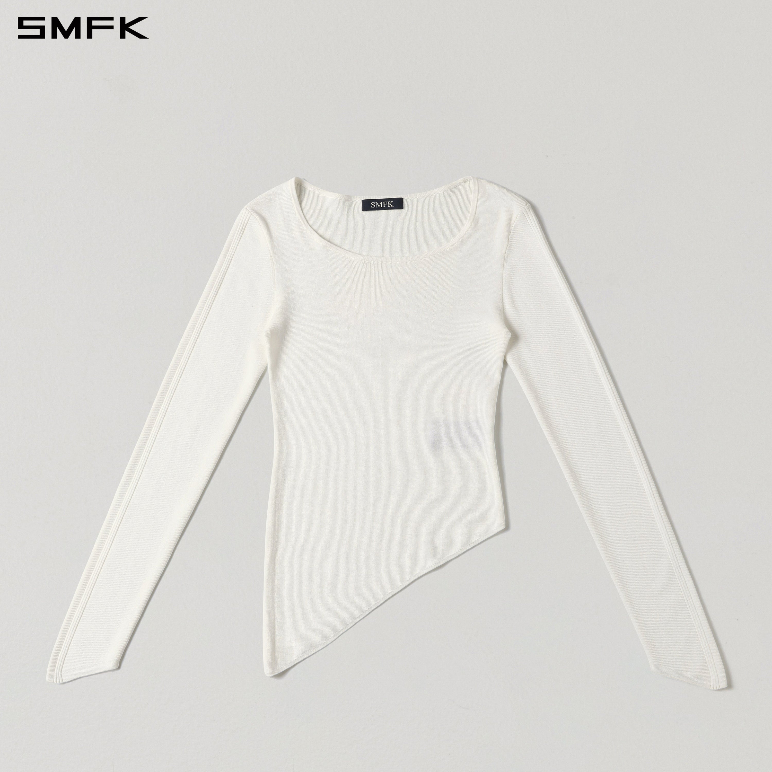 MYTH AEOLUS ASYMMETRY SLIM KNIT PULLOVER/TENCEL+SILK CLOUD WHITE