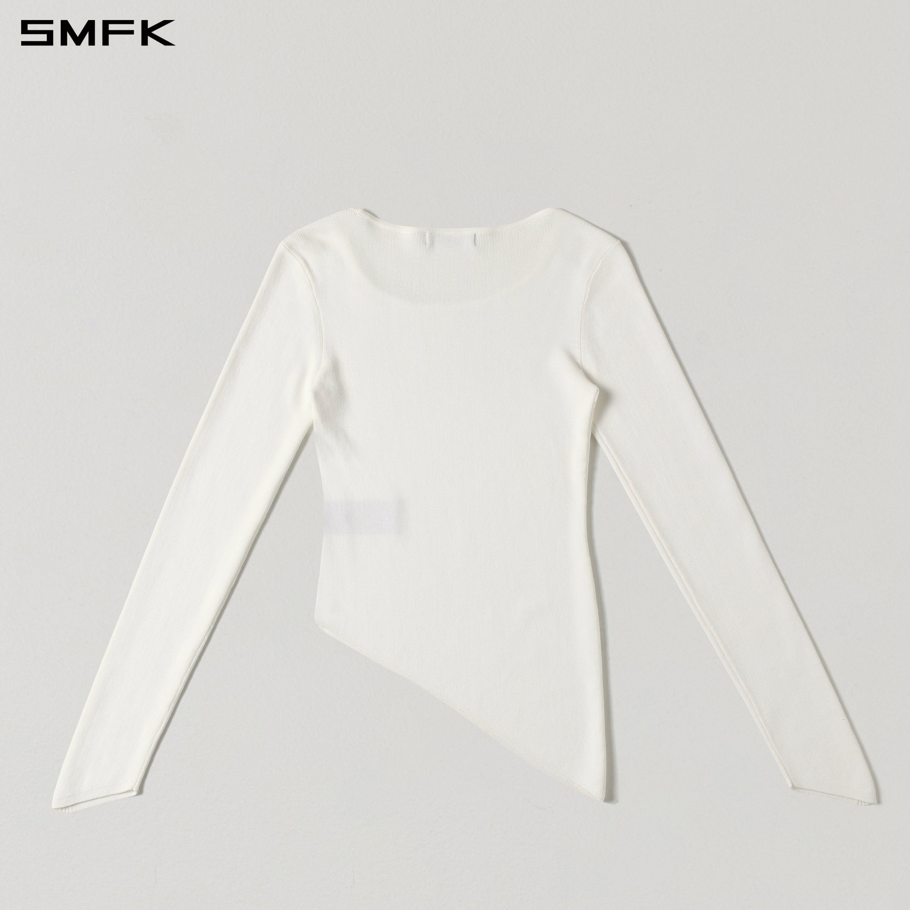MYTH AEOLUS ASYMMETRY SLIM KNIT PULLOVER/TENCEL+SILK CLOUD WHITE