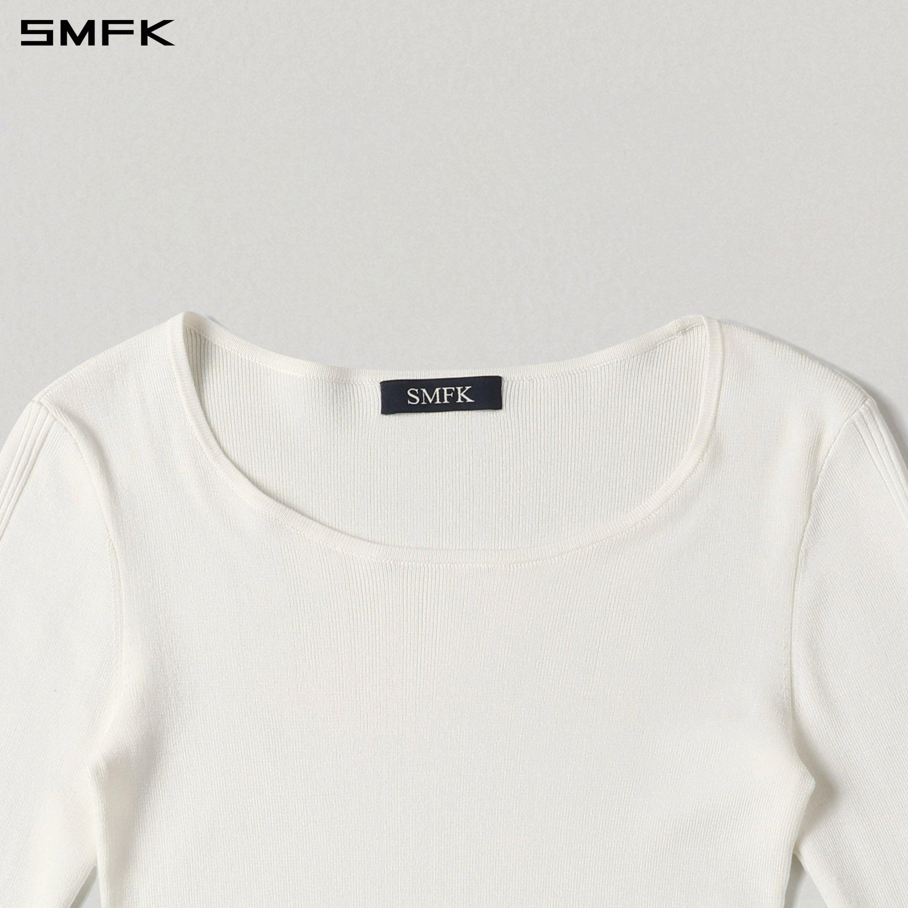 MYTH AEOLUS ASYMMETRY SLIM KNIT PULLOVER/TENCEL+SILK CLOUD WHITE