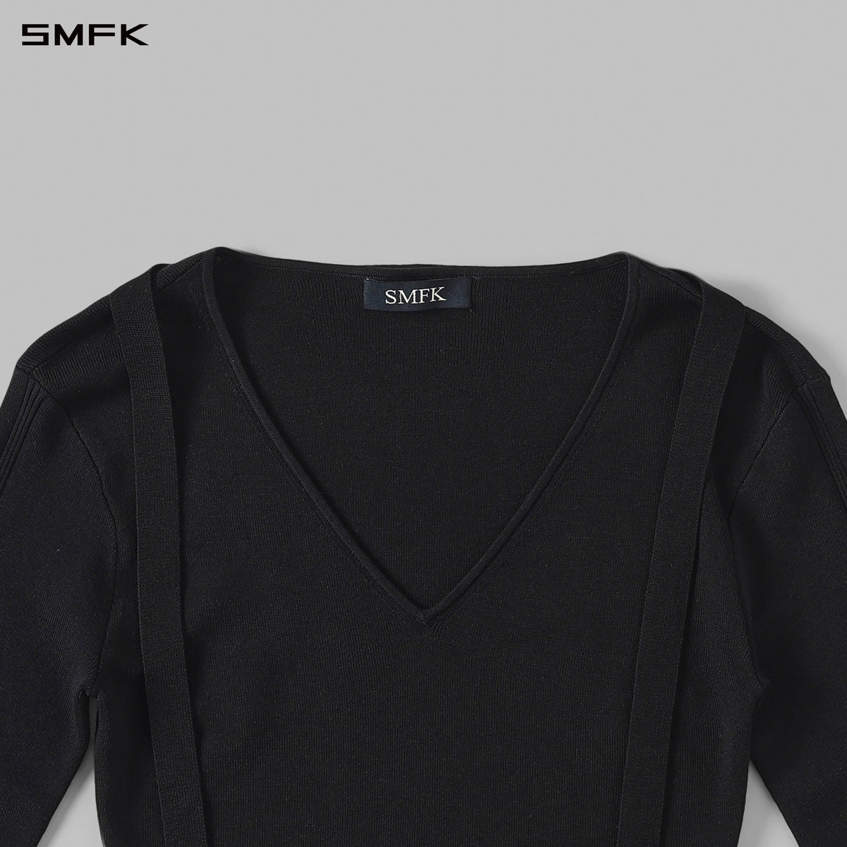 MYTH AEOLUS ASYMMETRY SLIM KNIT PULLOVER/SILK+LENZING TENCEL+COTTON WILD BLACK