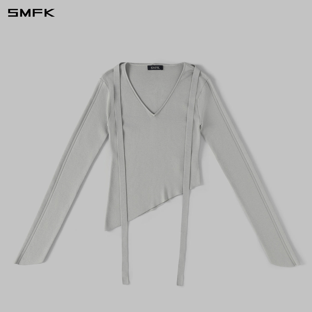 MYTH AEOLUS ASYMMETRY SLIM KNIT PULLOVER/SILK+LENZING TENCEL+COTTON GLACIER GREY