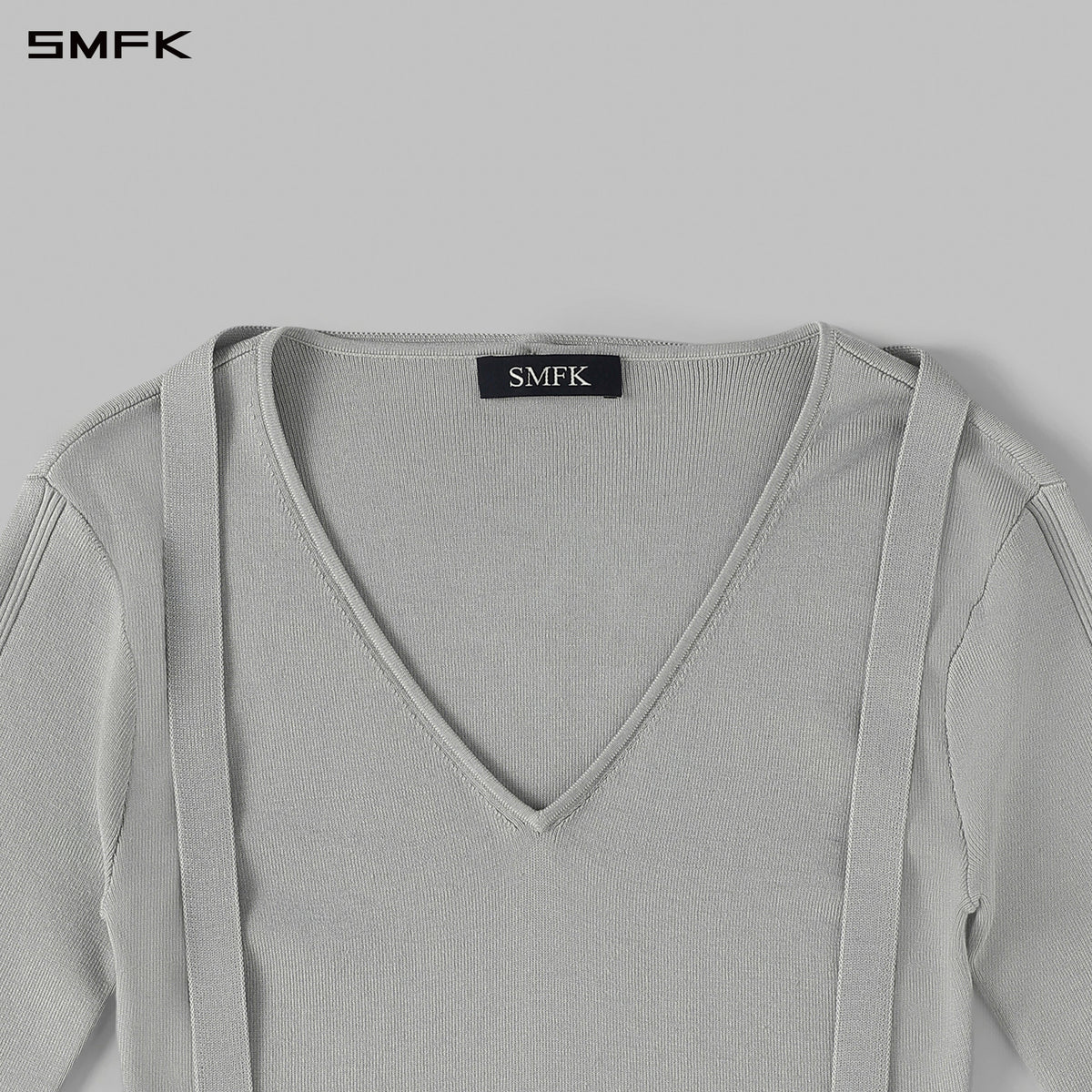 MYTH AEOLUS ASYMMETRY SLIM KNIT PULLOVER/SILK+LENZING TENCEL+COTTON GLACIER GREY