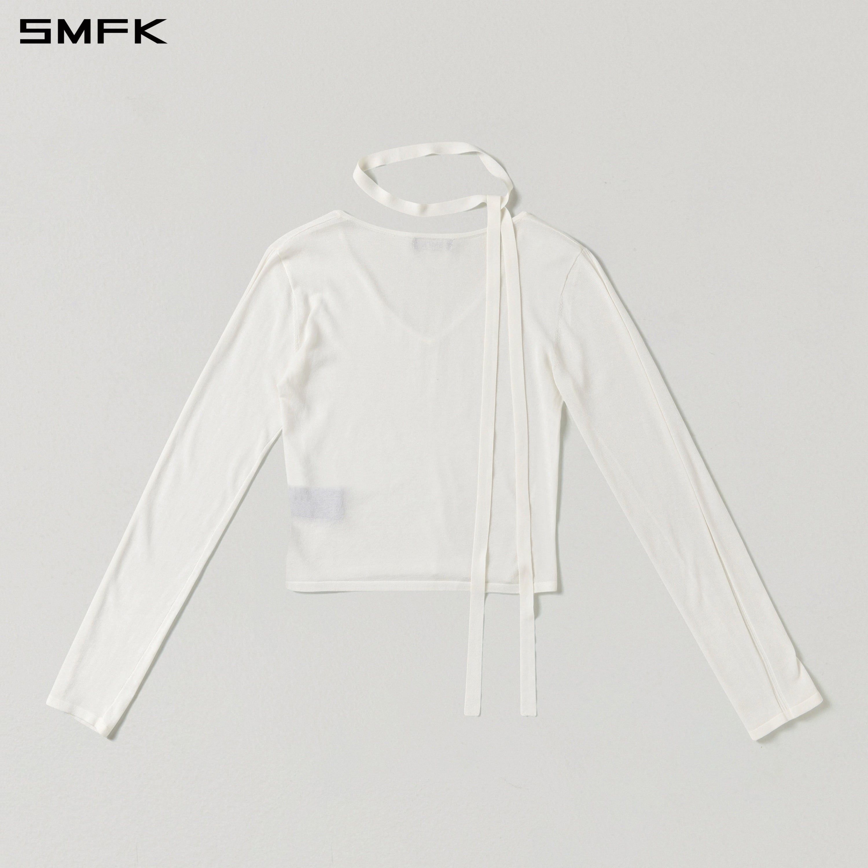 MYTH SIREN ROVE V-NECK SLIM KNIT PULLOVER/ACETATE+COTTON CLOUD WHITE
