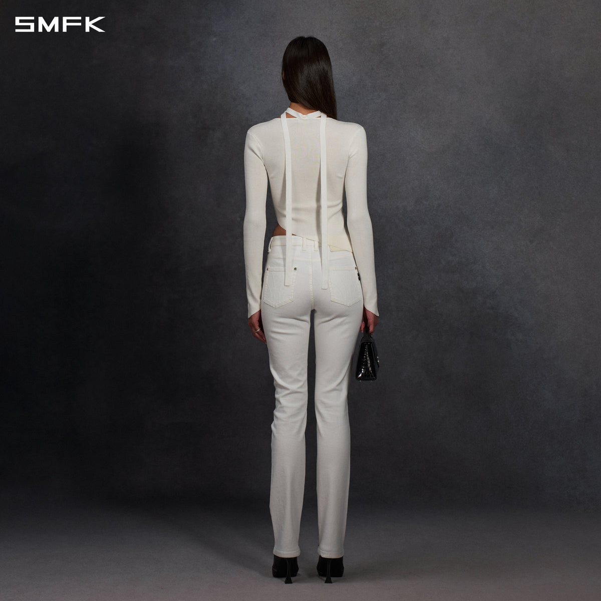 MYTH AEOLUS ASYMMETRY SLIM KNIT PULLOVER/SILK+LENZING TENCEL+COTTON CLOUD WHITE
