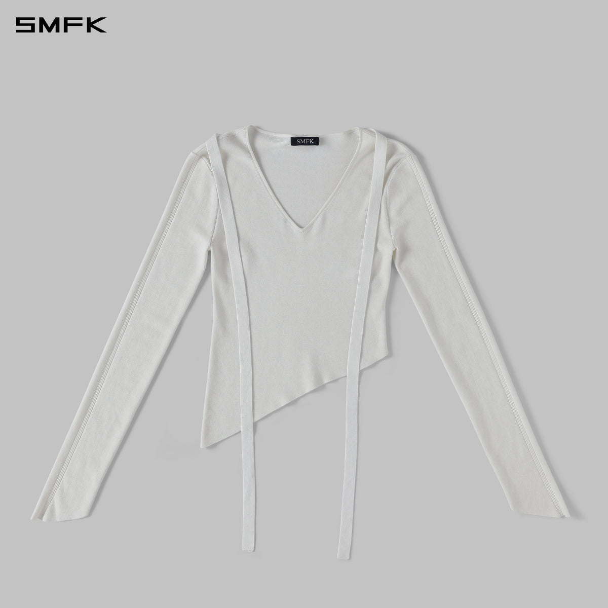 MYTH AEOLUS ASYMMETRY SLIM KNIT PULLOVER/SILK+LENZING TENCEL+COTTON CLOUD WHITE