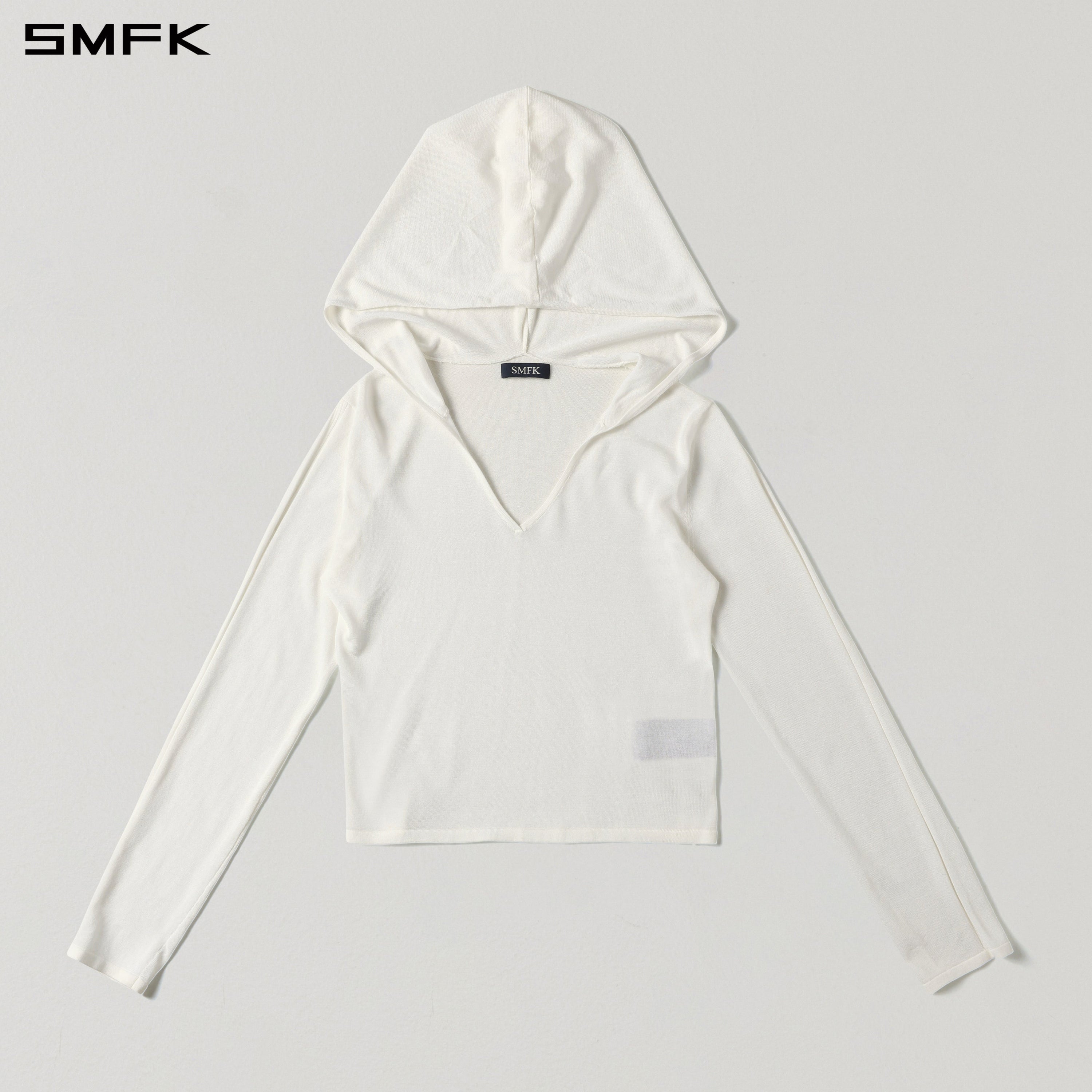 MYTH SIREN ROVE SLIM KNIT HOODIE/ACETATE+COTTON CLOUD WHITE