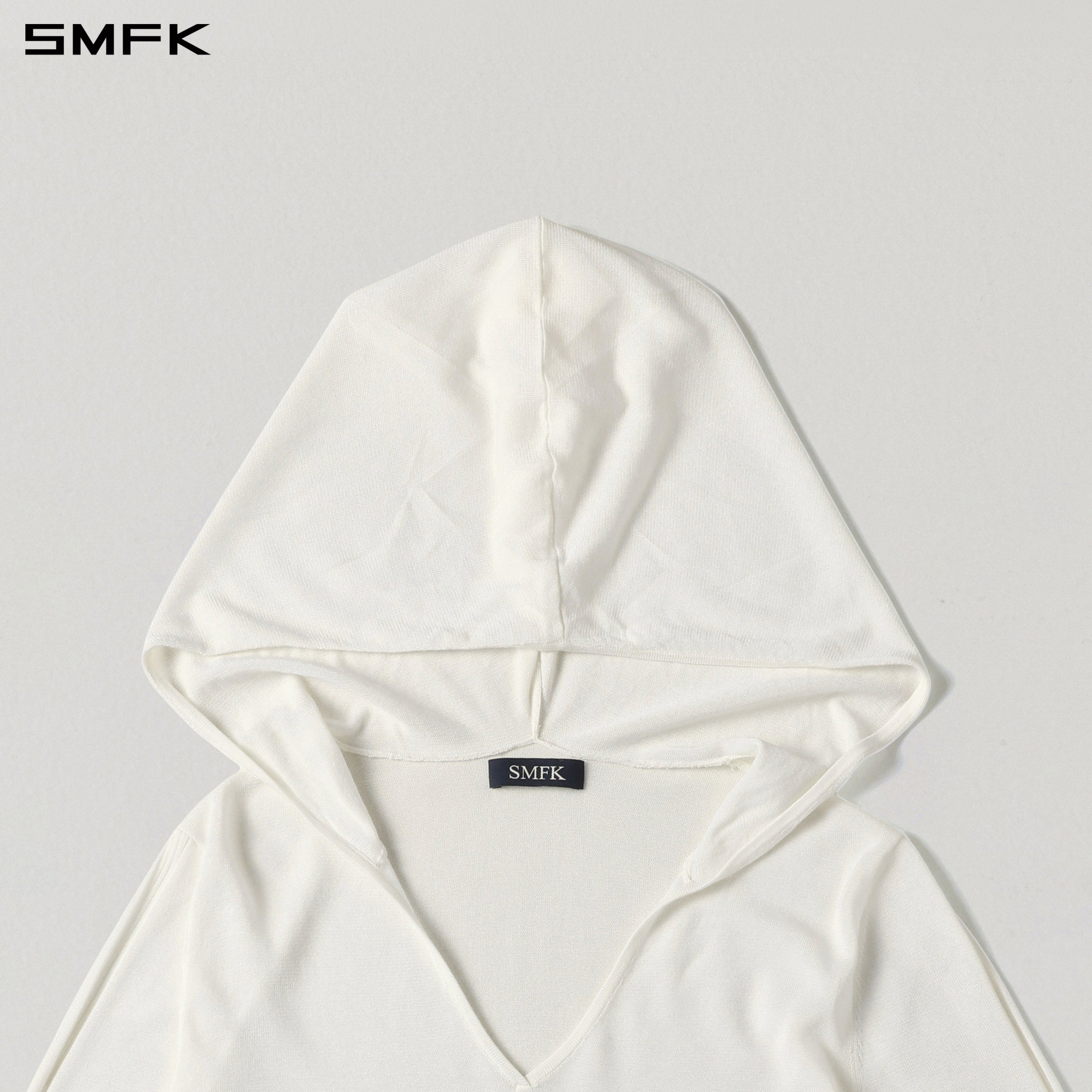 MYTH SIREN ROVE SLIM KNIT HOODIE/ACETATE+COTTON CLOUD WHITE