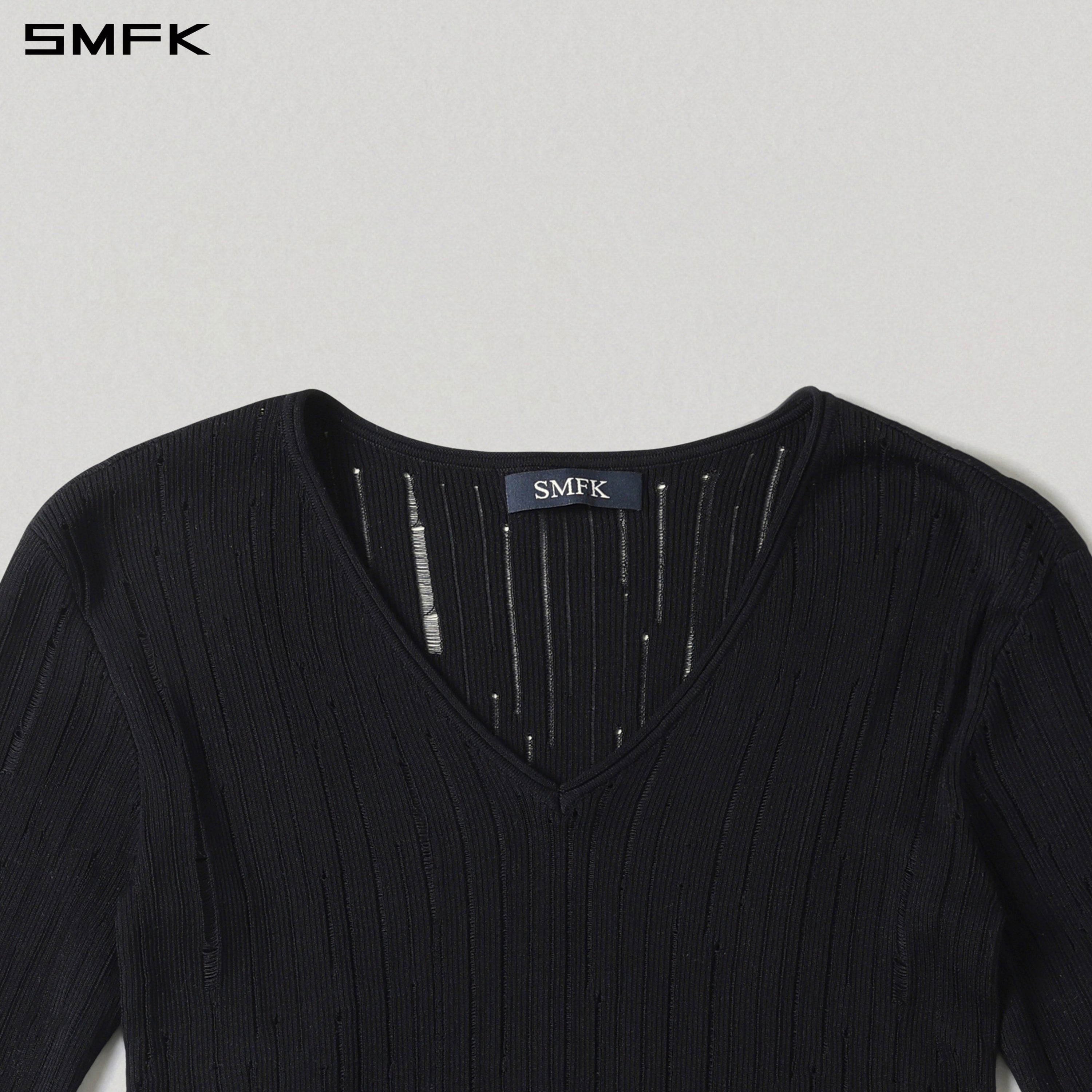 MIRAGE SIREN VISIONAL KNIT SHORT PULLOVER/ACETATE+COTTON WILD BLACK