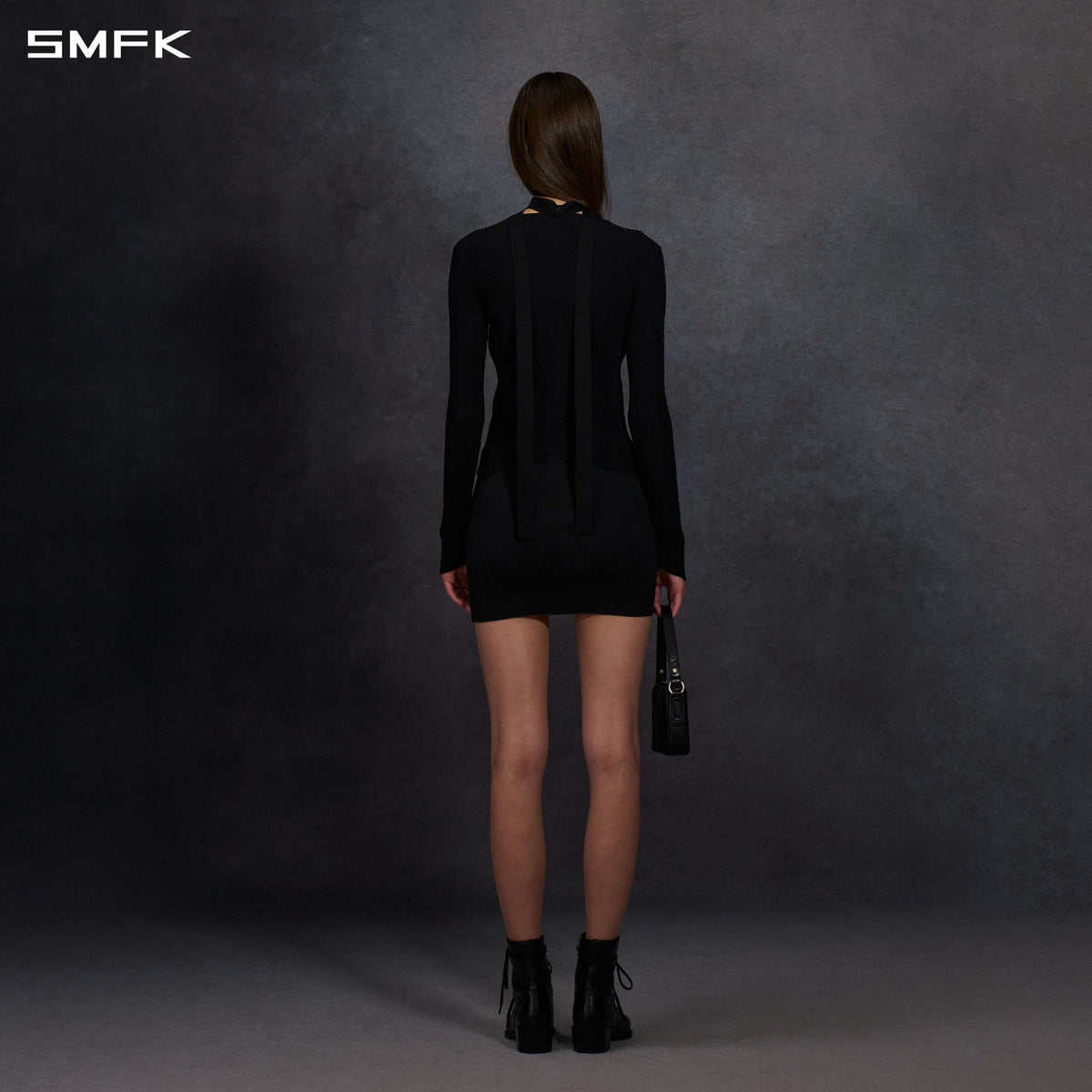 MYTH AEOLUS EVENING SLIM KNIT SWEATER / SILK+LENZING TENCEL+COTTON WILD BLACK
