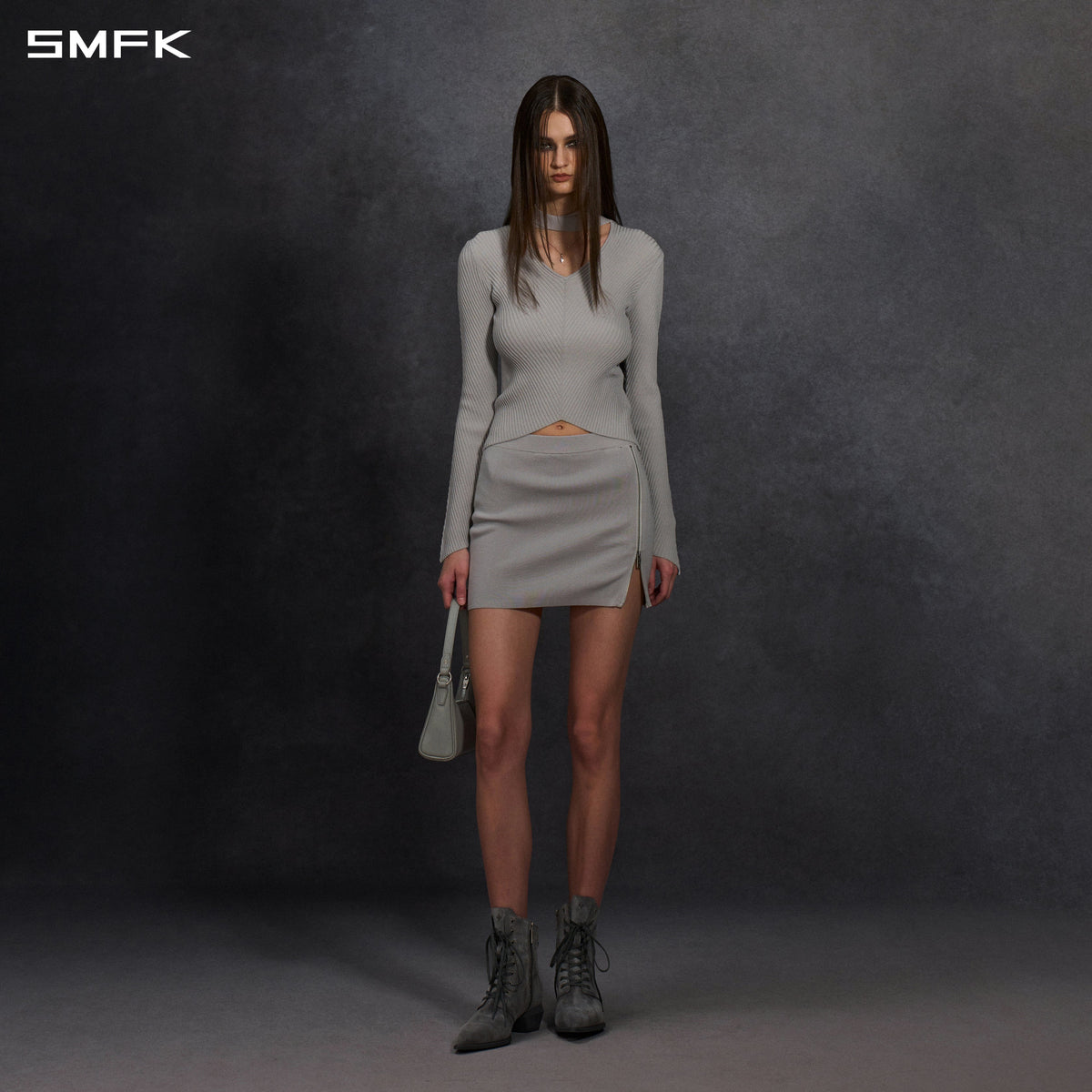 MYTH AEOLUS EVENING SLIM KNIT SWEATER / SILK+LENZING TENCEL+COTTON GLACIER GREY