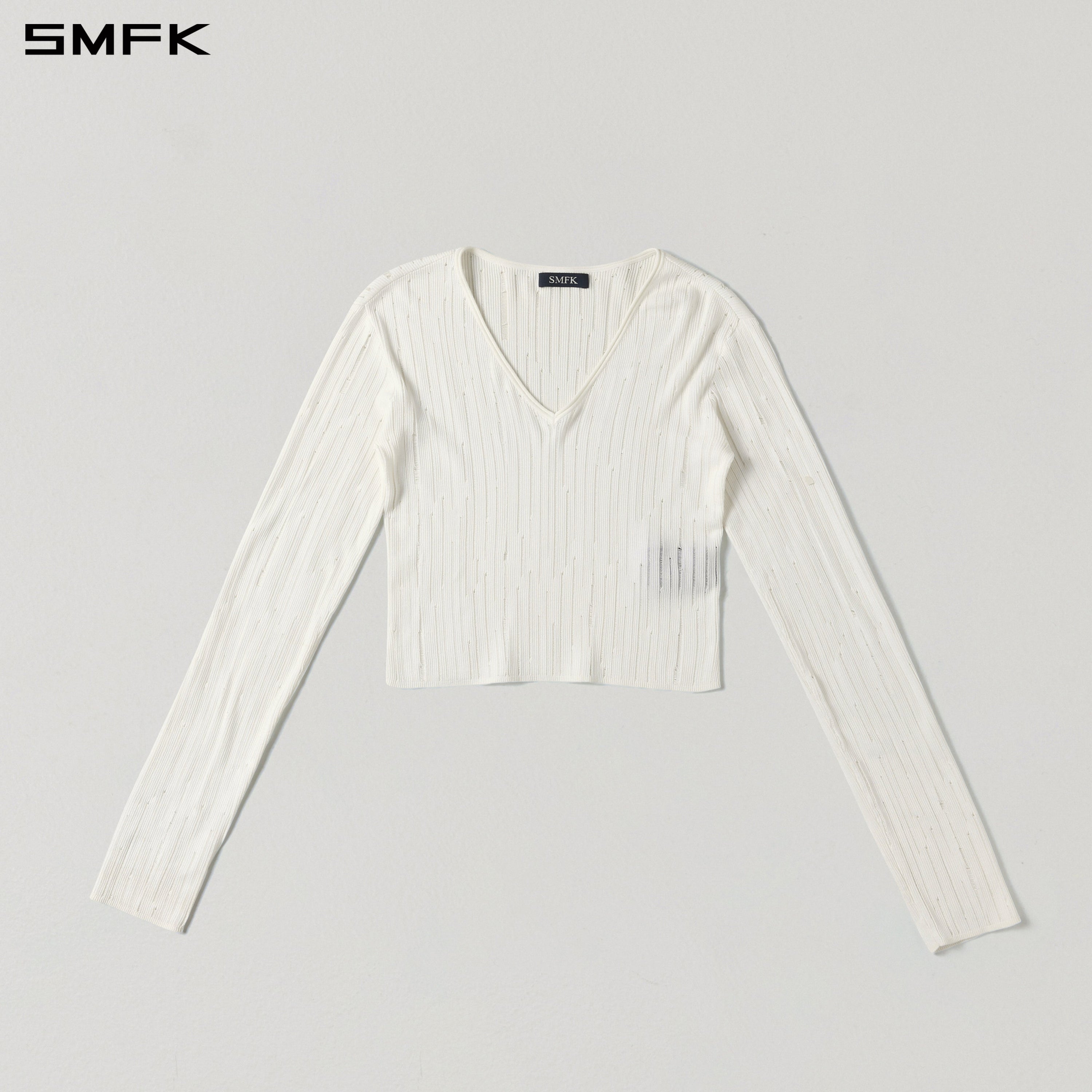 MIRAGE SIREN VISIONAL KNIT SHORT PULLOVER/ACETATE+COTTON CLOUD WHITE