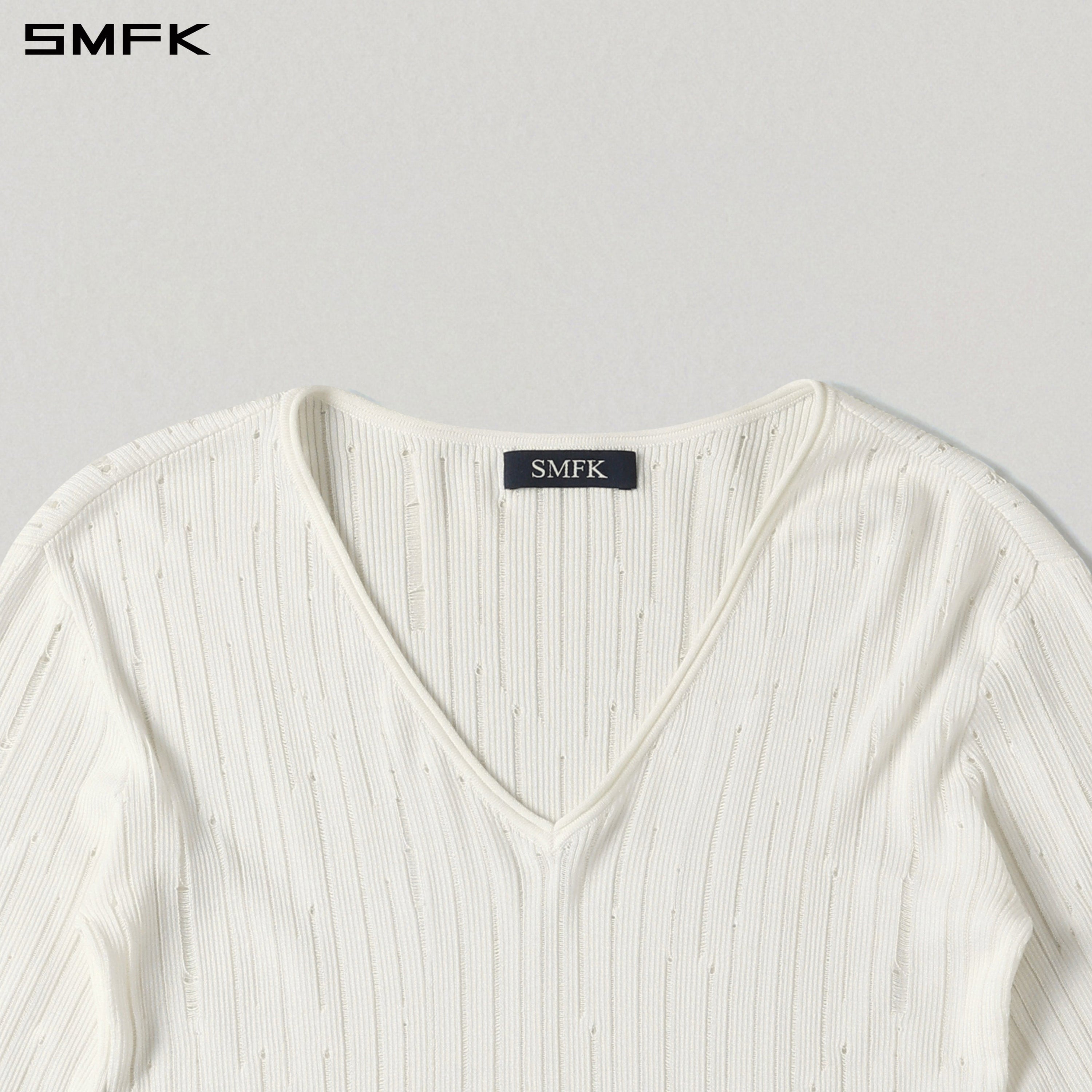 MIRAGE SIREN VISIONAL KNIT SHORT PULLOVER/ACETATE+COTTON CLOUD WHITE