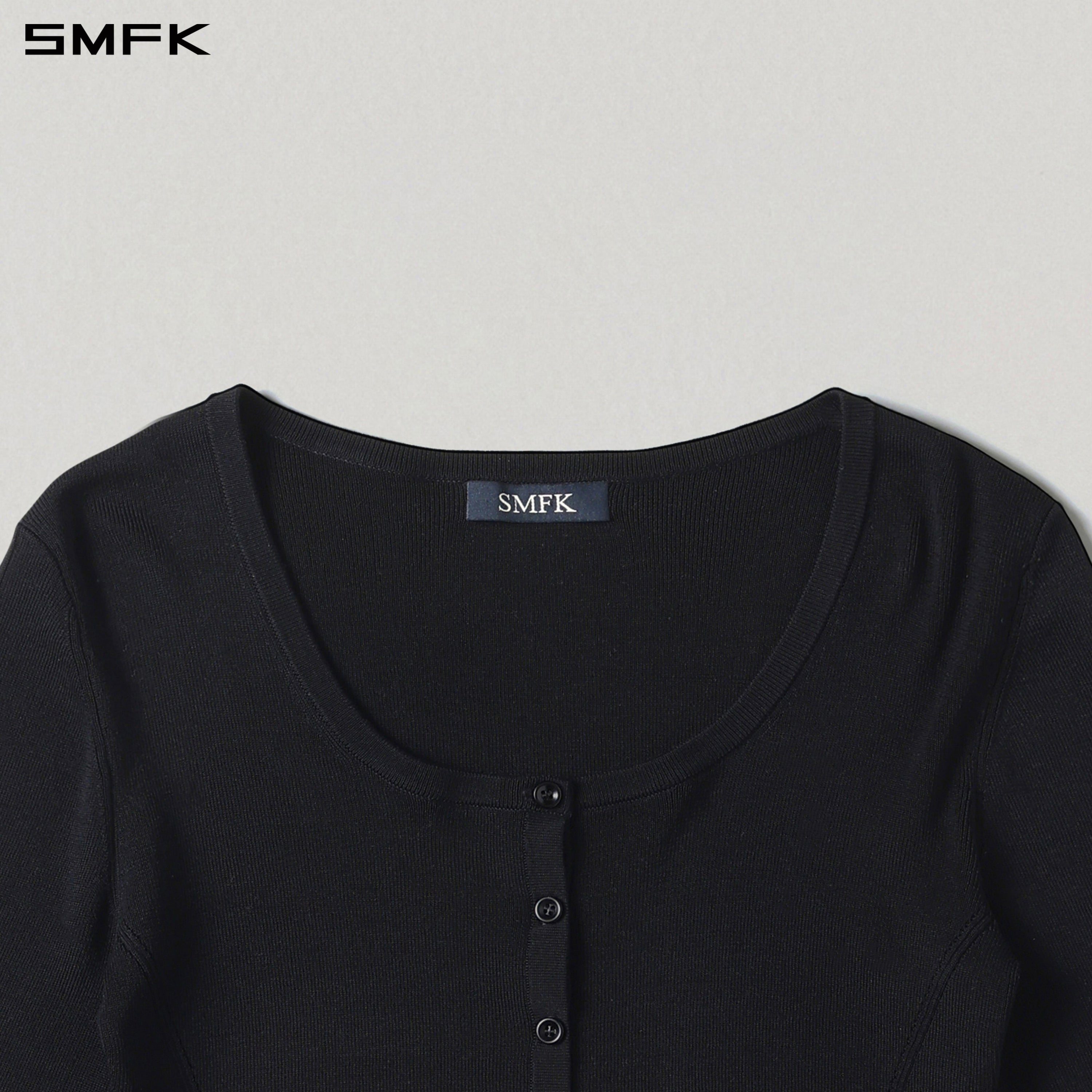 MYTH SEER SLIM KNIT CARDIGAN/TENCEL+SILK WILD BLACK