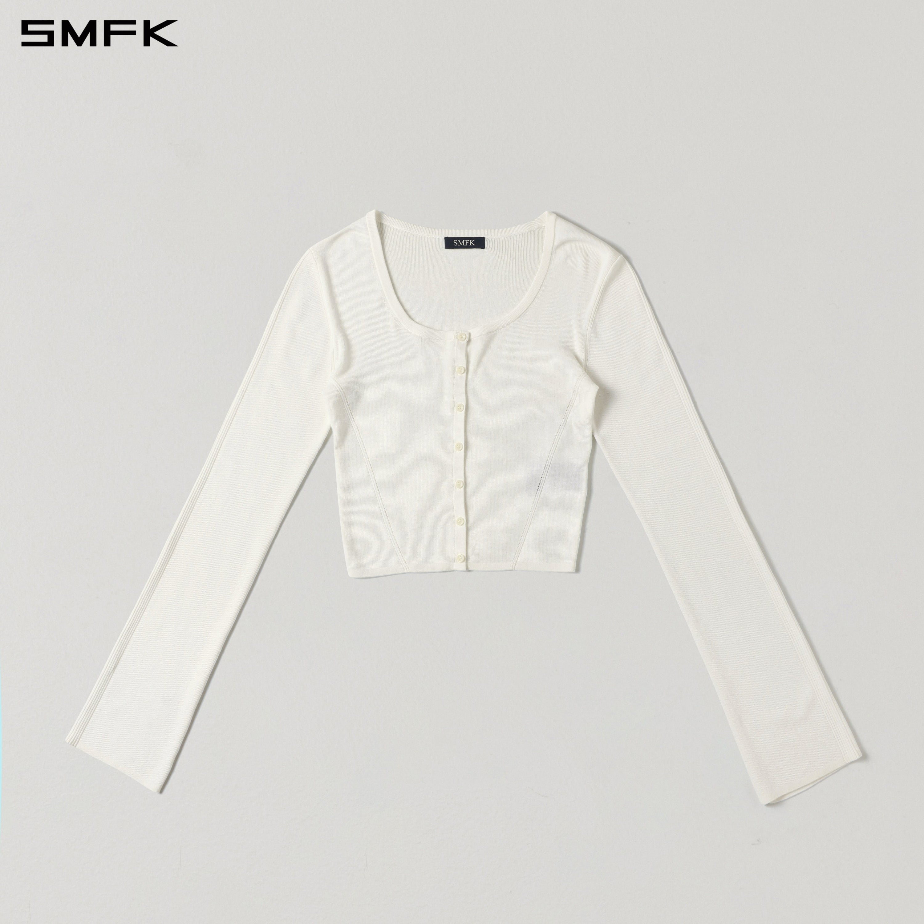 MYTH SEER SLIM KNIT CARDIGAN/TENCEL+SILK CLOUD WHITE