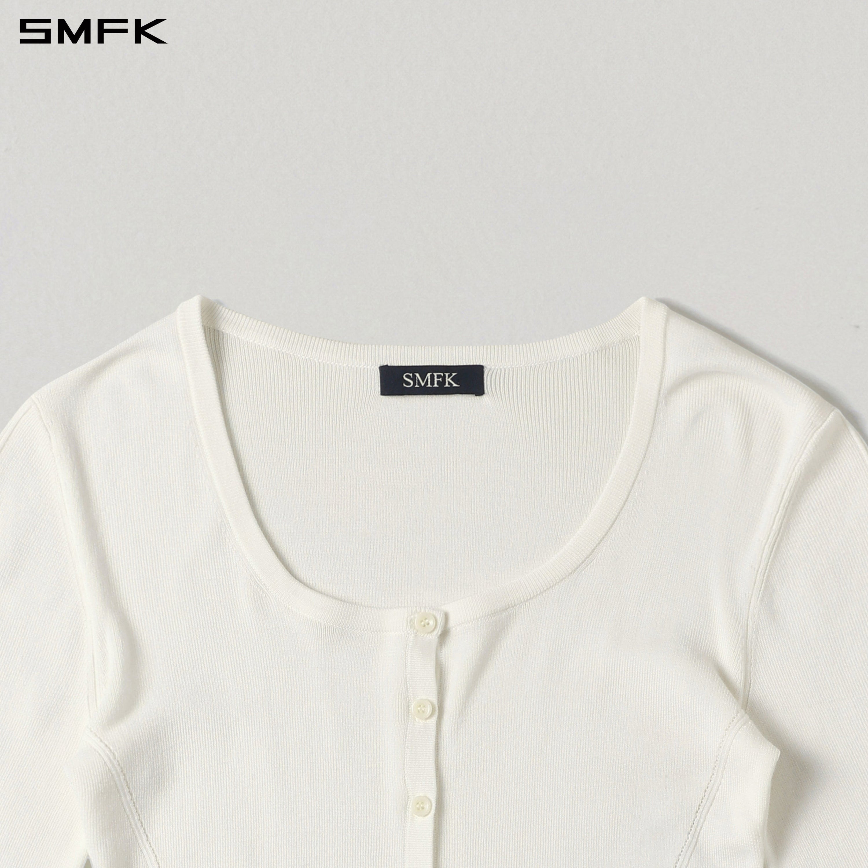 MYTH SEER SLIM KNIT CARDIGAN/TENCEL+SILK CLOUD WHITE