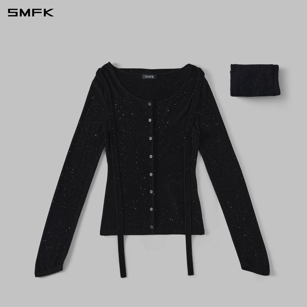 MYTH AEOLUS CLOAK KNIT CARDIGAN/STARRY VELVET GALAXY BLACK