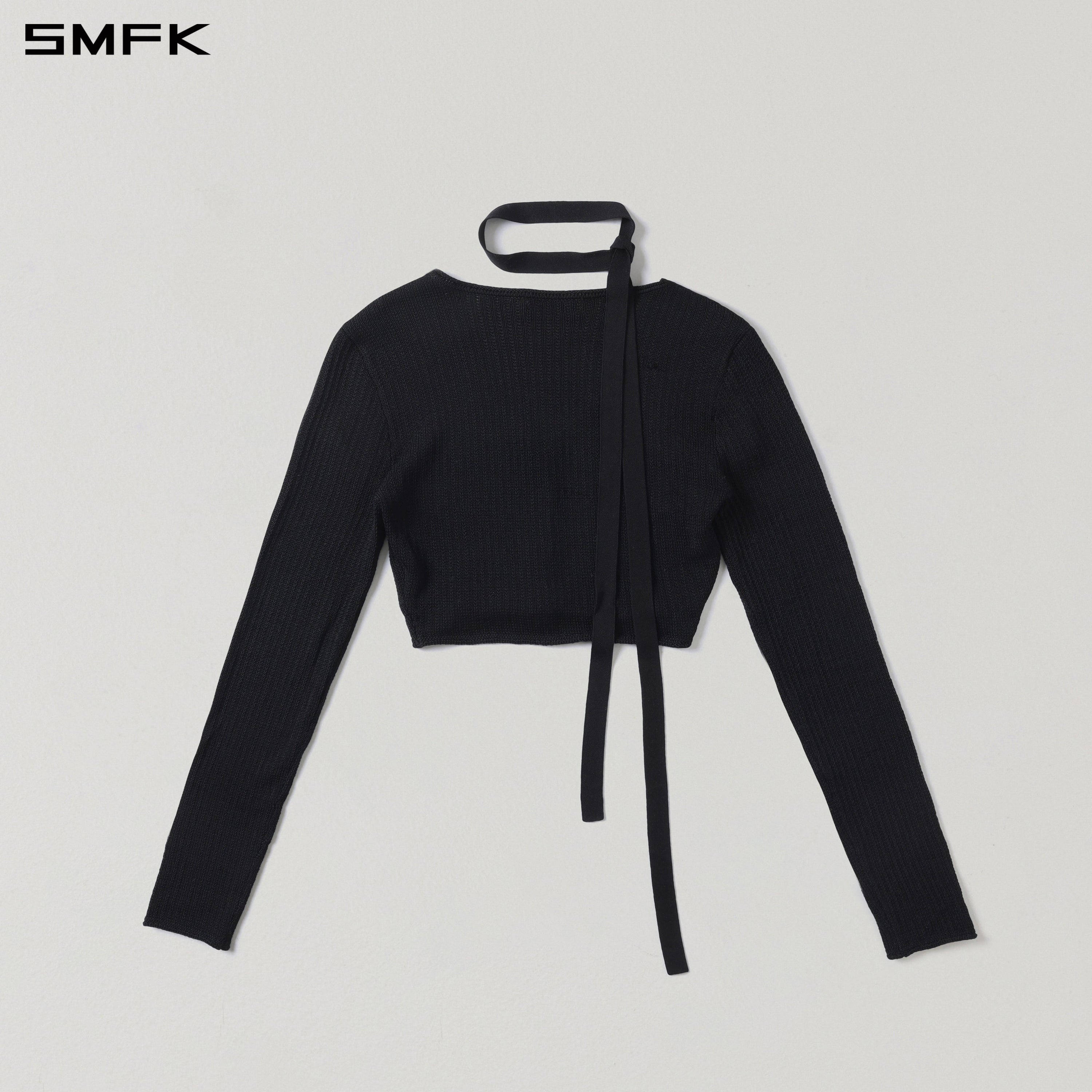 MYTH SIREN SHORT KNIT CARDIGAN/TENCEL+SILK WILD BLACK