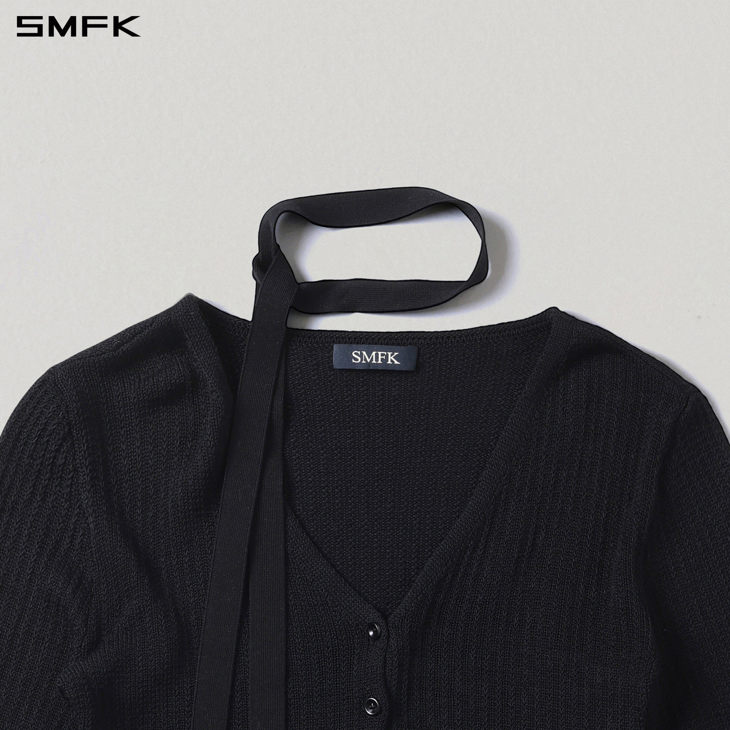 MYTH SIREN SHORT KNIT CARDIGAN/TENCEL+SILK WILD BLACK