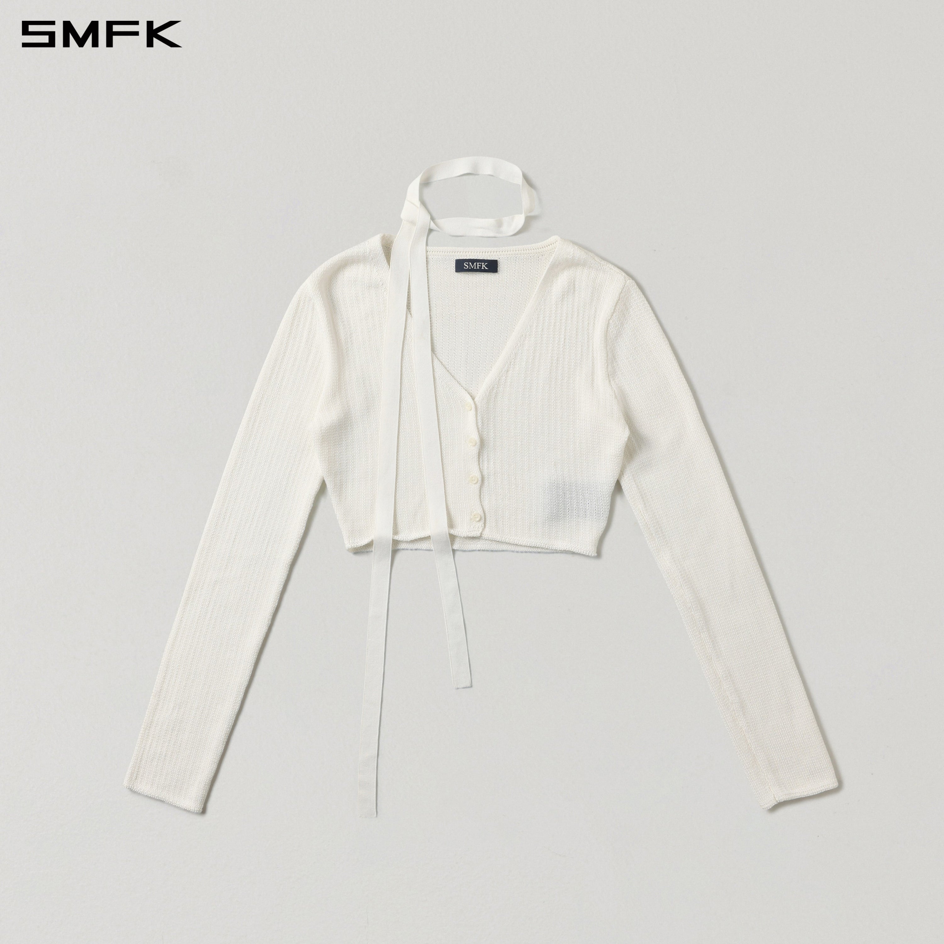 MYTH SIREN SHORT KNIT CARDIGAN/TENCEL+SILK CLOUD WHITE