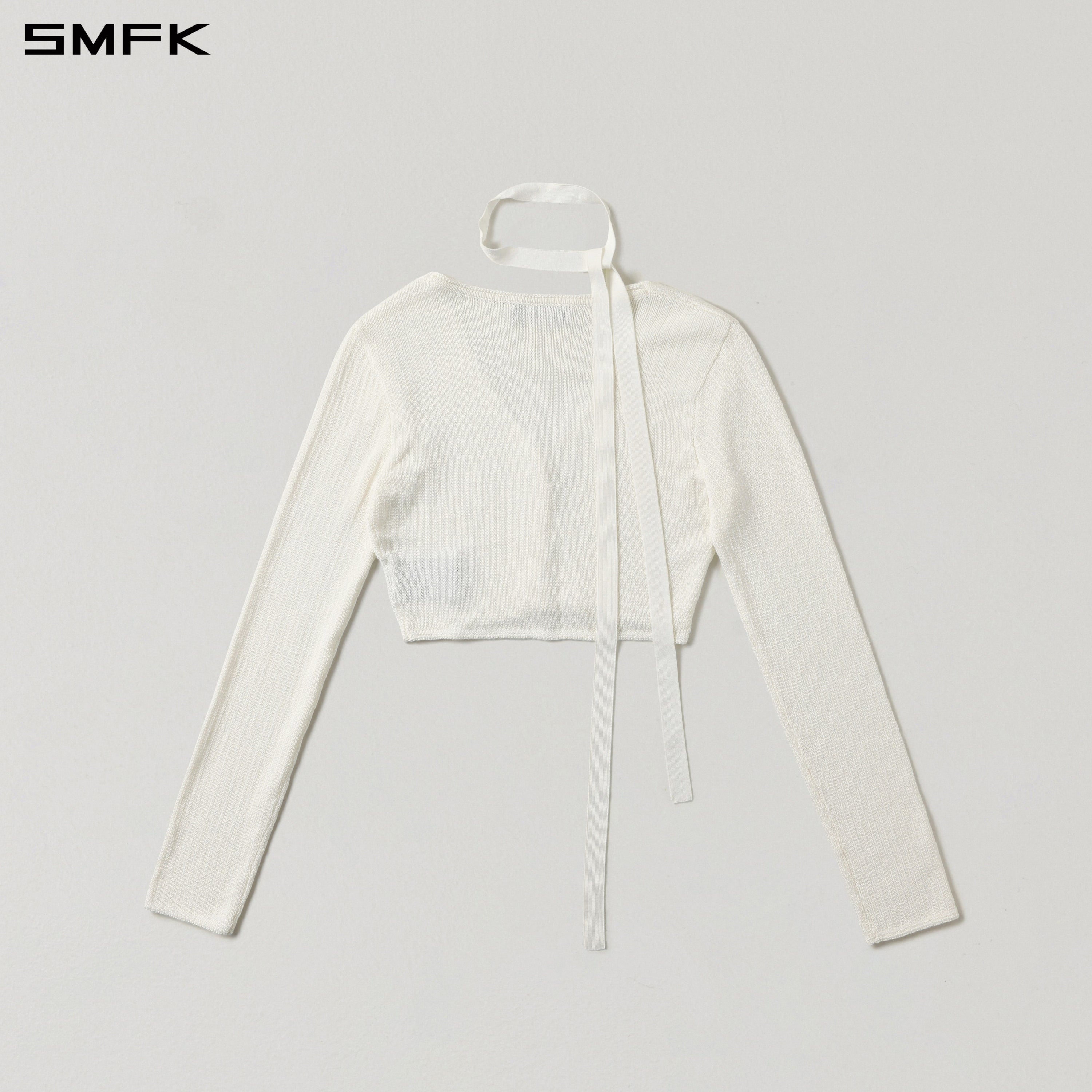 MYTH SIREN SHORT KNIT CARDIGAN/TENCEL+SILK CLOUD WHITE
