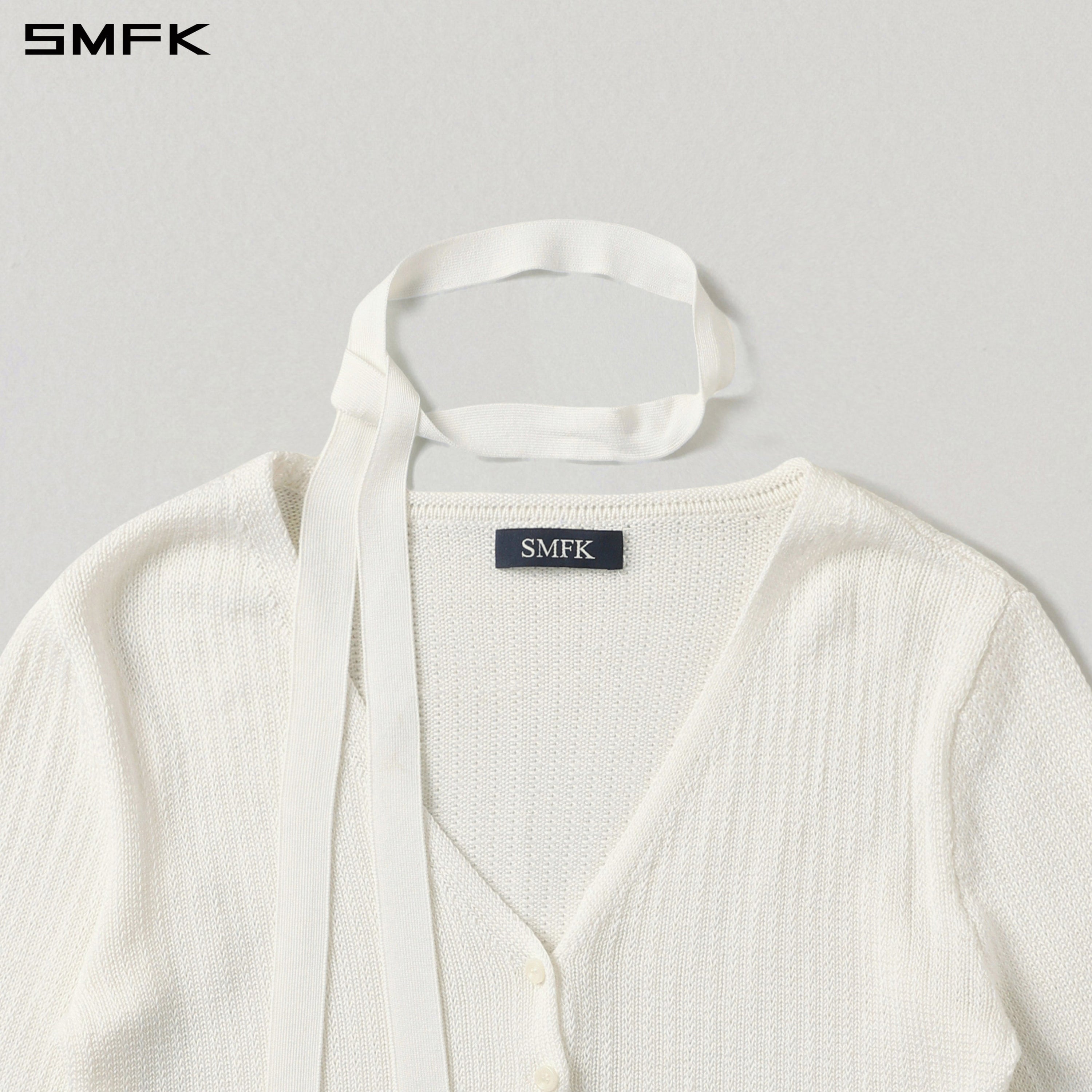 MYTH SIREN SHORT KNIT CARDIGAN/TENCEL+SILK CLOUD WHITE